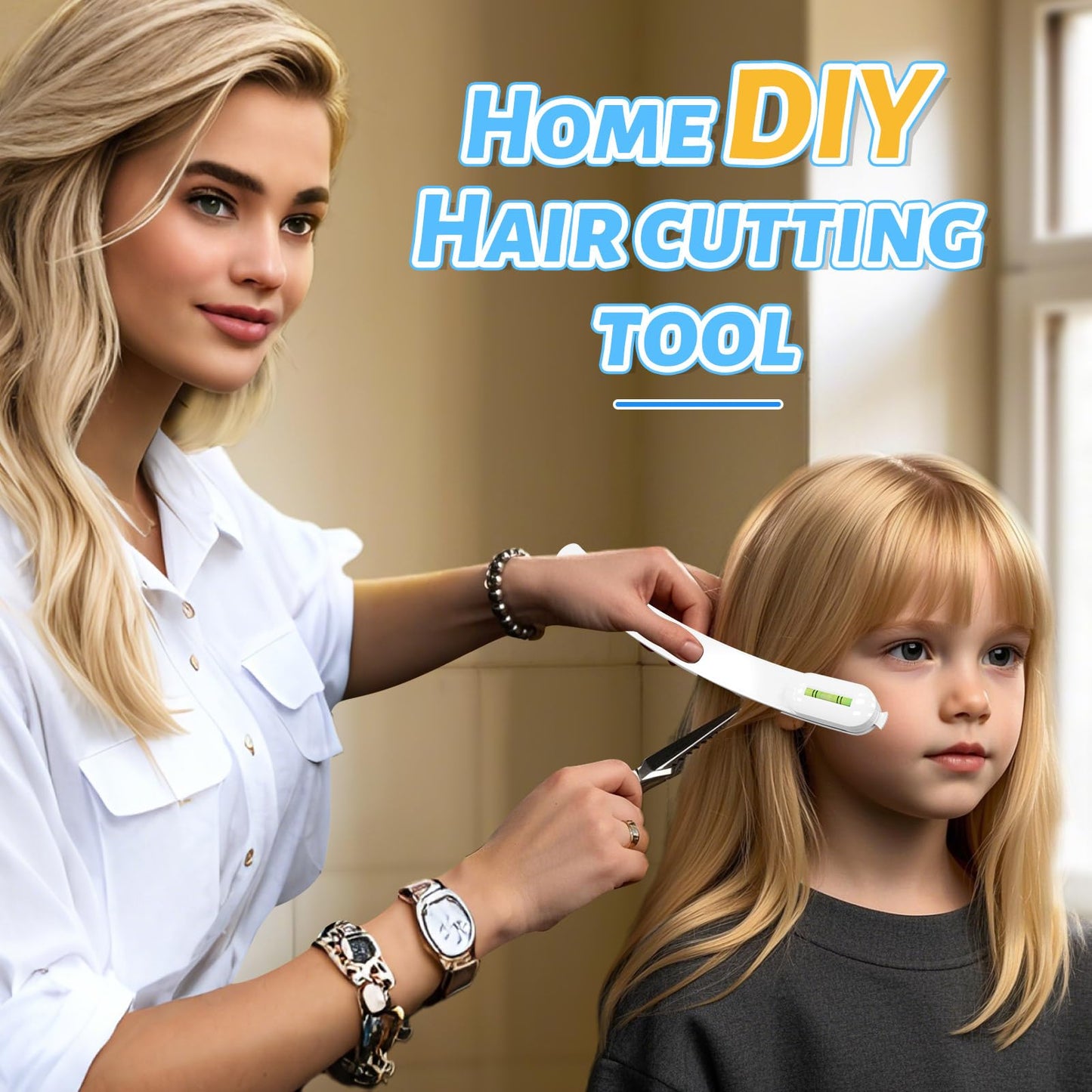 TagRecove Professional Hair Styling Tools: DIY Layering and Trimming Kit with Clips, Guide for Bangs, Layers, Split Ends - Blue