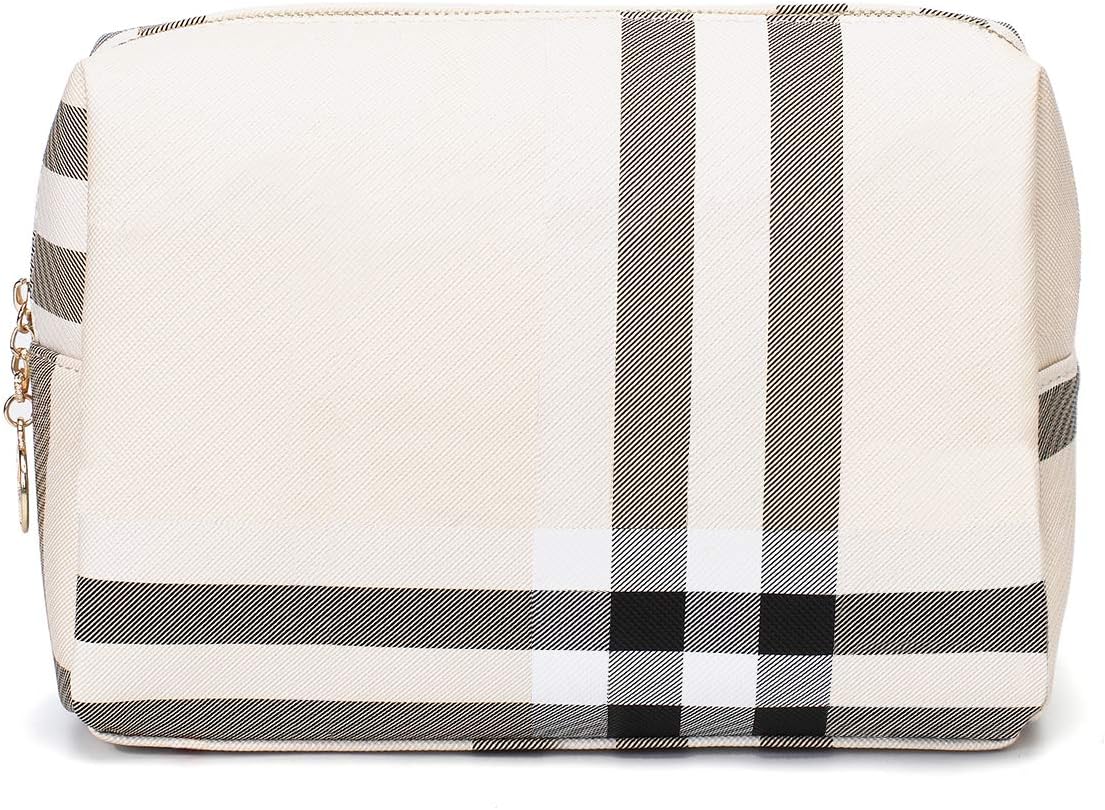 Luxury Beige Makeup Bag for Women - Designer Cosmetic Pouch & Travel Organizer