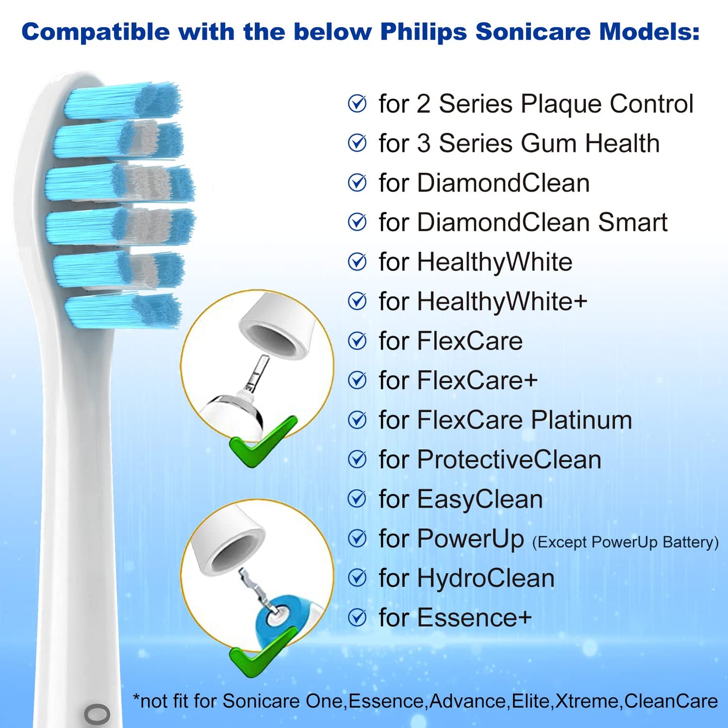 OralClass Replacement Toothbrush Heads for Philips Sonicare Click-on Handles, Medium Soft Electric Brush Heads Refills, 8 Pack