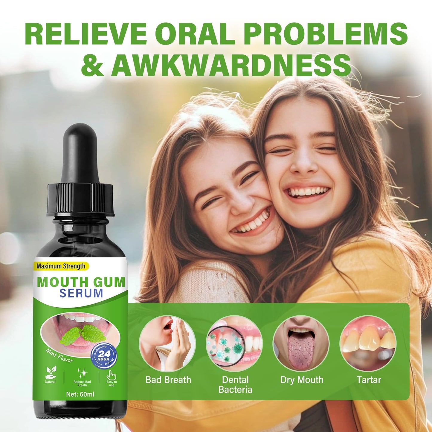 Gum Restore Drops, Gum Repair Regrowth, Gum Regrowth Treatment, for Bad Breath, Good Oral Health, Natural & Alcohol Free, Mint