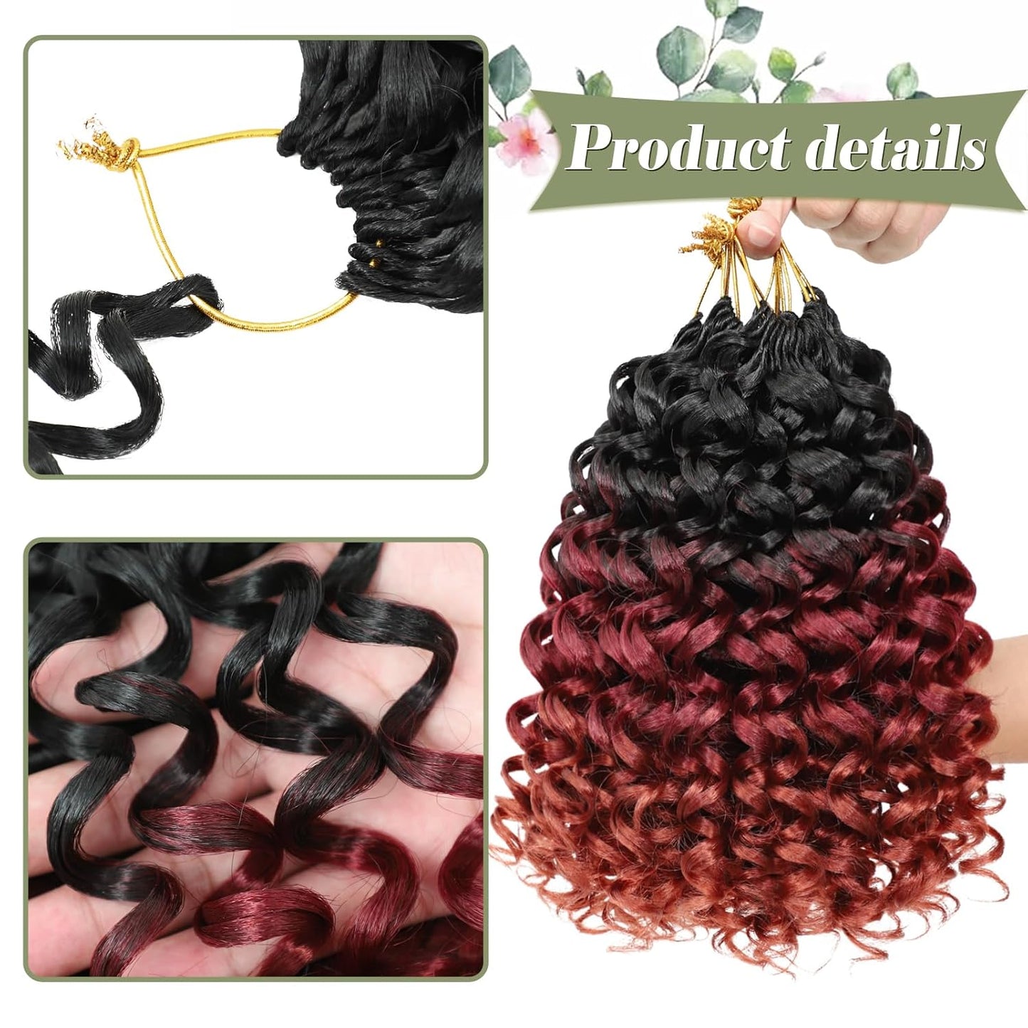 GoGo Curl Crochet Hair 10 Inch - 8 Packs Ombre Brown Water Wave Extensions for Black Women