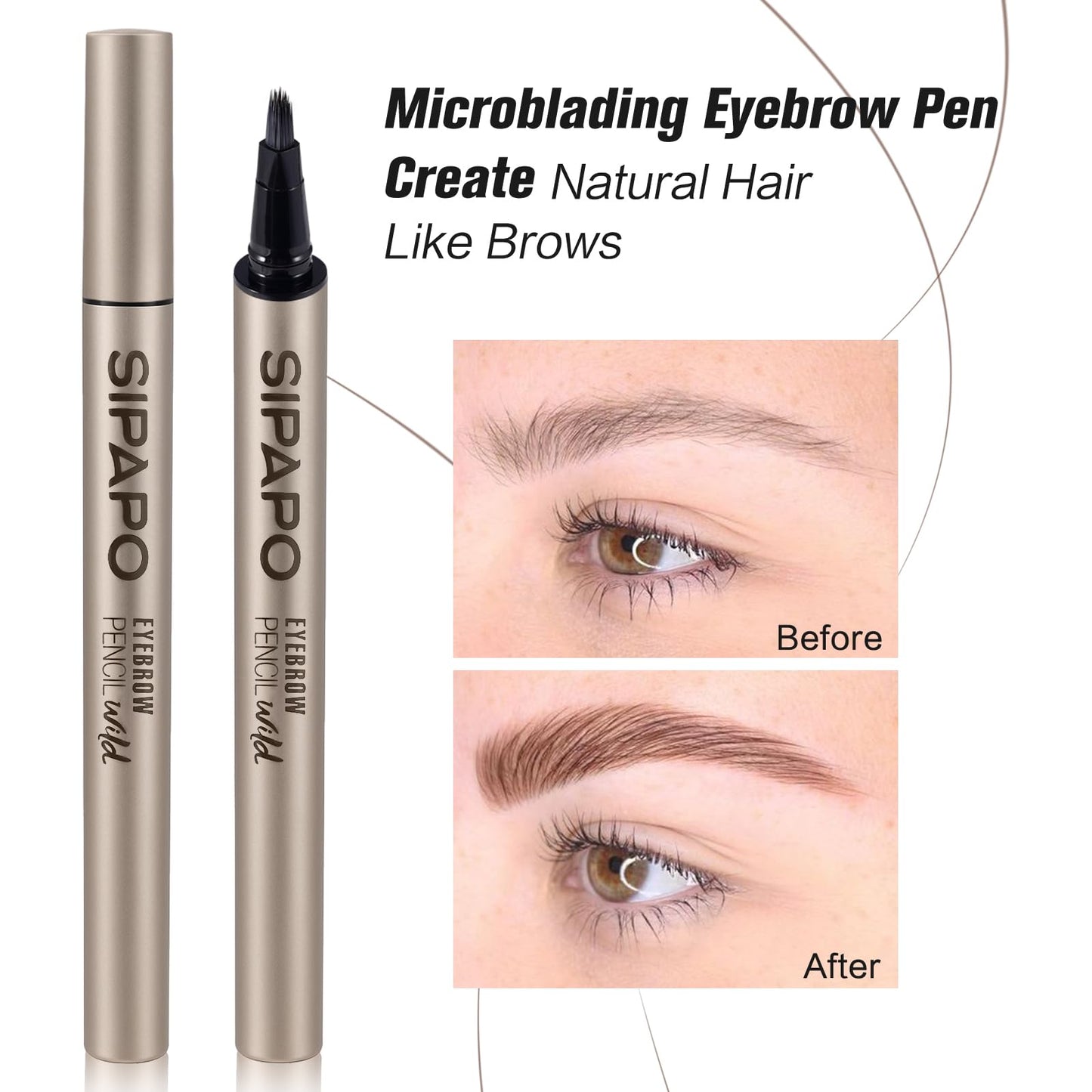 Microblading Brow-Fection Eyebrow Pen – Waterproof Smudge-Proof Liquid Eyebrow Tattoo Pen for Hair-Like Strokes, Long-Lasting Precision Eyebrow Pencil for All-Day Wear(02 Honey Tea Brown)