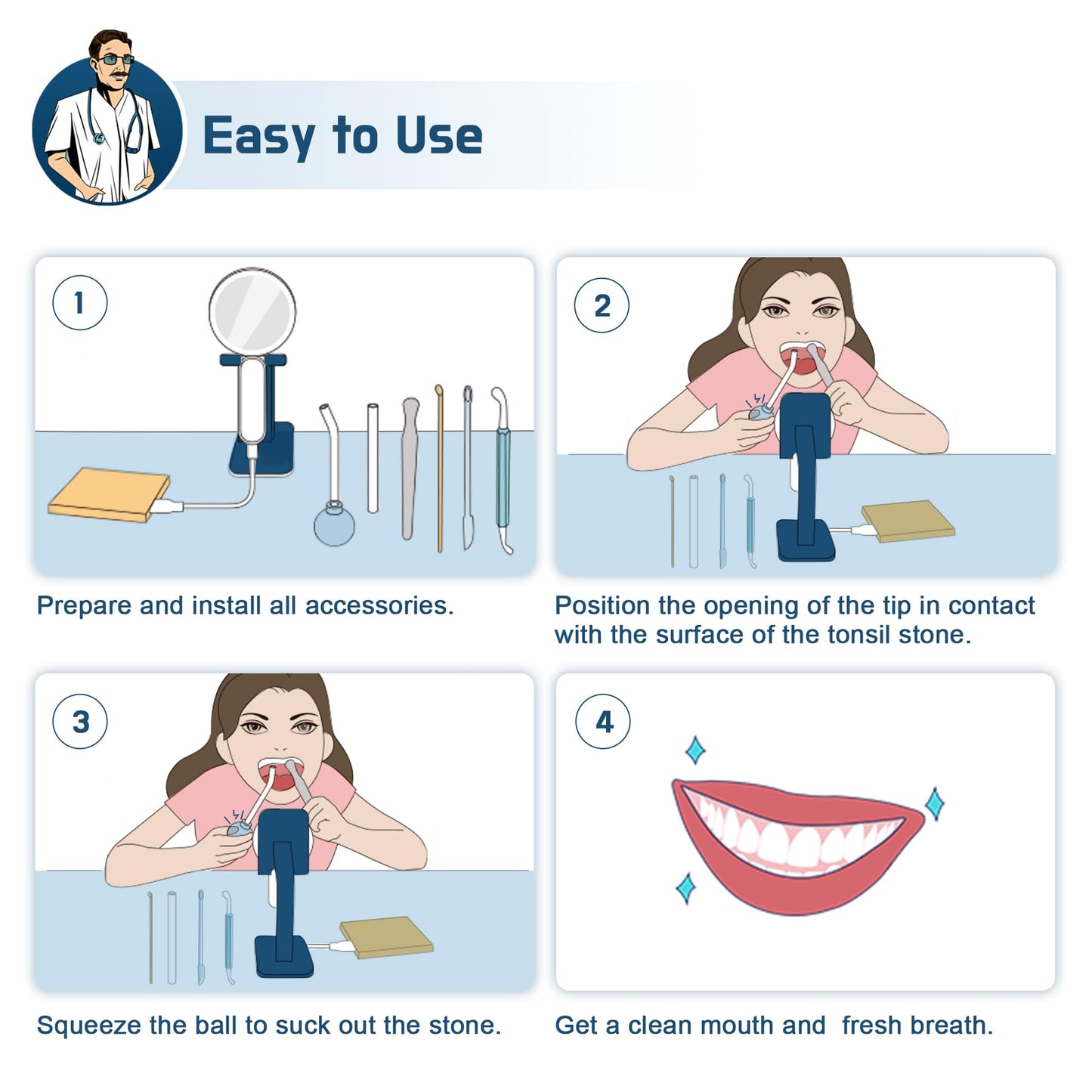Tonsil Stone Vacuum, 9 Pcs Tonsil Stone Remover, Tonsil Stone Removal kit Vacuum Suction, Tonsil Stone Cupping Tool, Tonsil Stone Removal Tool with Oral Light, 5X Magnifying Mirror, Tongue Depressor