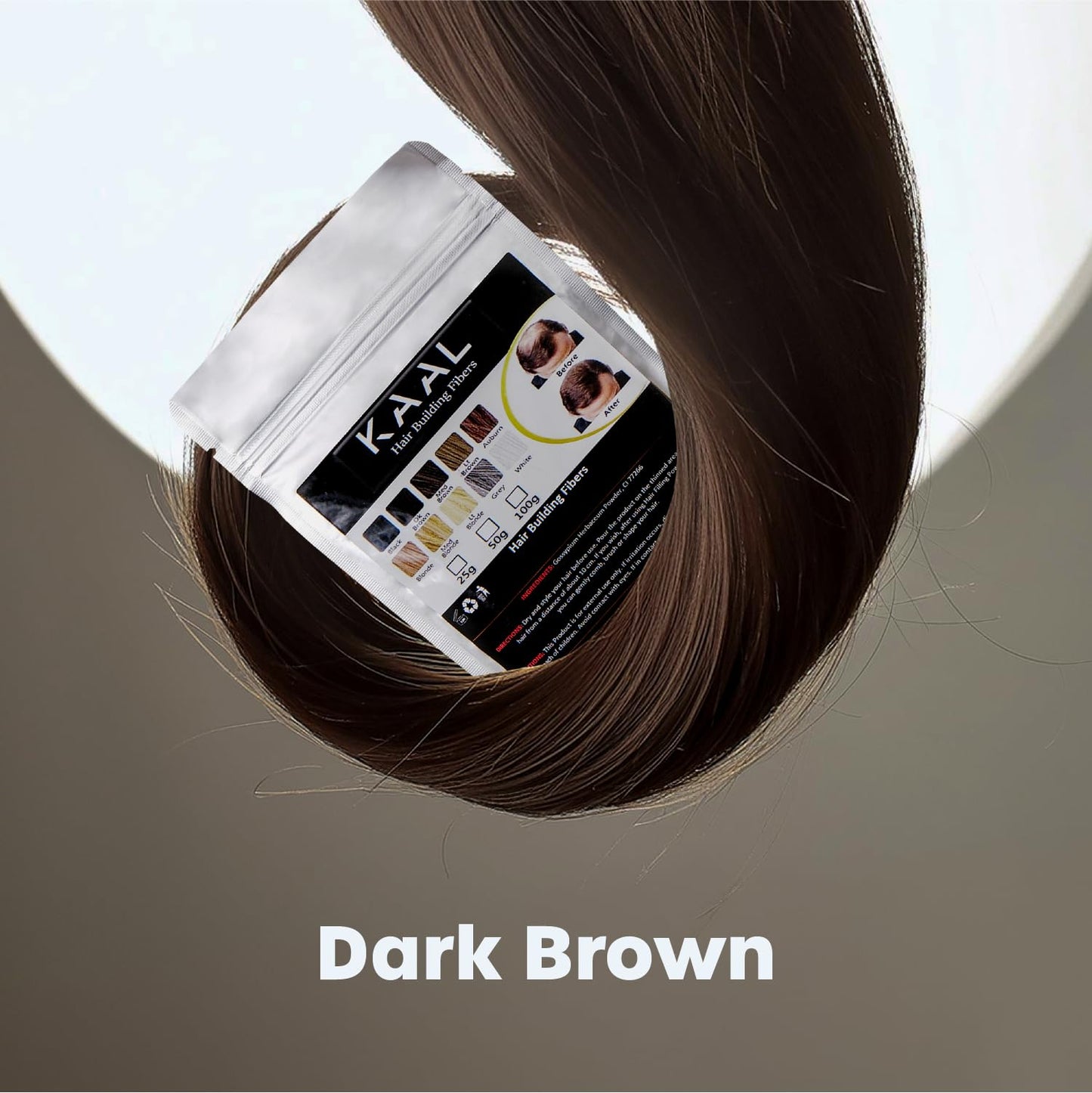 KAAL Hair Fiber Refill Pack | (3.53 oz, Dark Brown) Hair Fibers for Concealing Thinning Areas and Hair Loss, Texture Powder for Men and Women