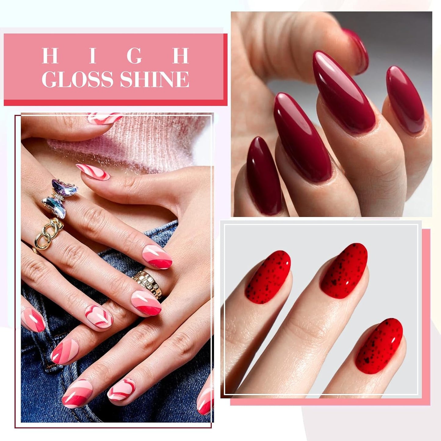 Jelly Nude Pink Gel Nail Polish Set - 6 Pcs Soak Off LED Gel Manicure Kit