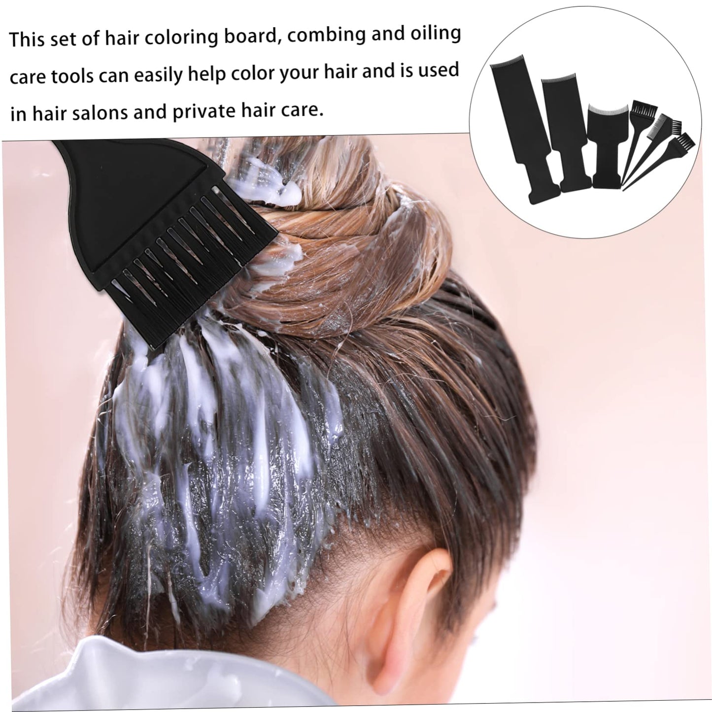 Beatifufu Hair Dye Tools 6 Pcs Hair Coloring Kit Highlights Plate Easy to Use for Home Salon