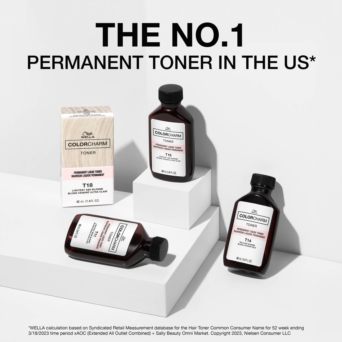 COLORCHARM Permanent Liquid Toners | Neutralize Brass | Free of Parabens | Vegan | T18 Lightest Ash Blonde | 1.4 Fl Oz