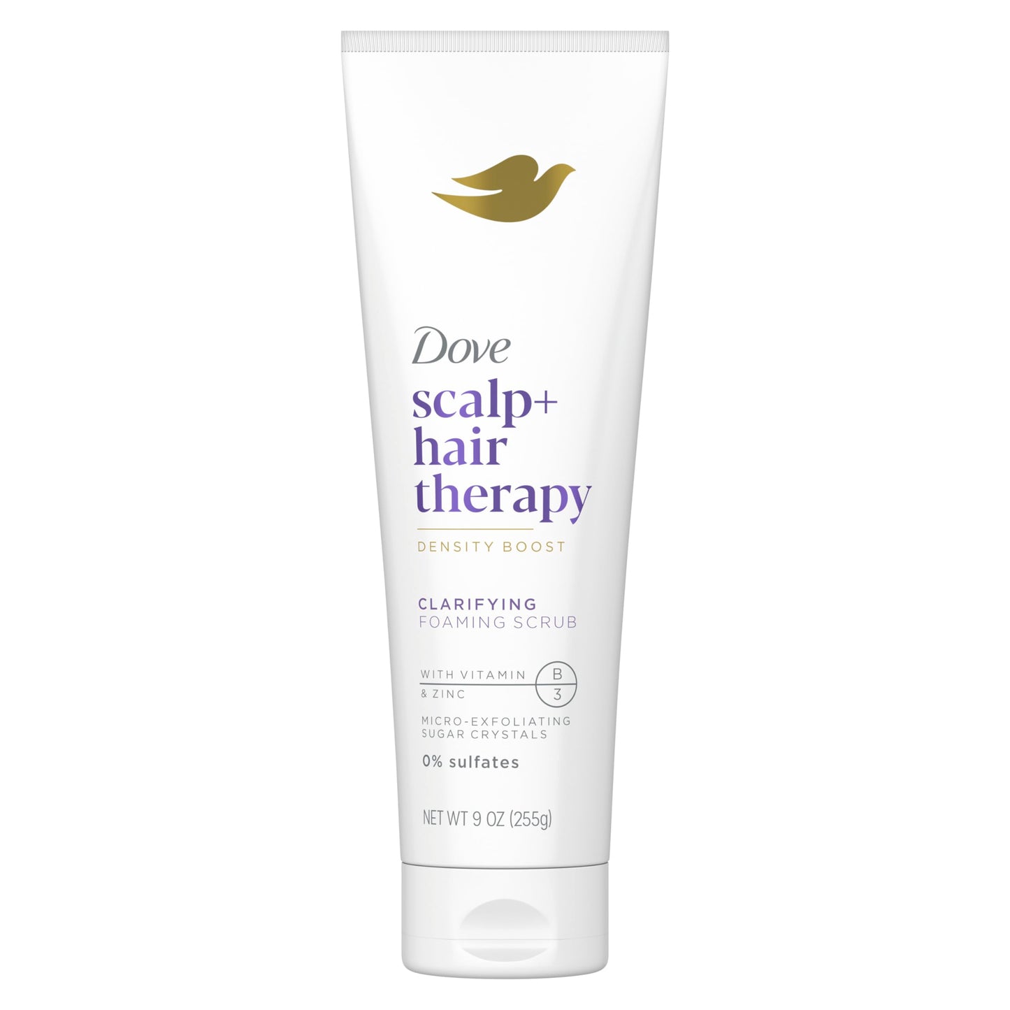 Dove Density Boost Clarifying Foaming Scrub Scalp + Hair Therapy for gentle scalp exfoliation, with Vitamin B3, Zinc and 0% sulfates, 9 oz