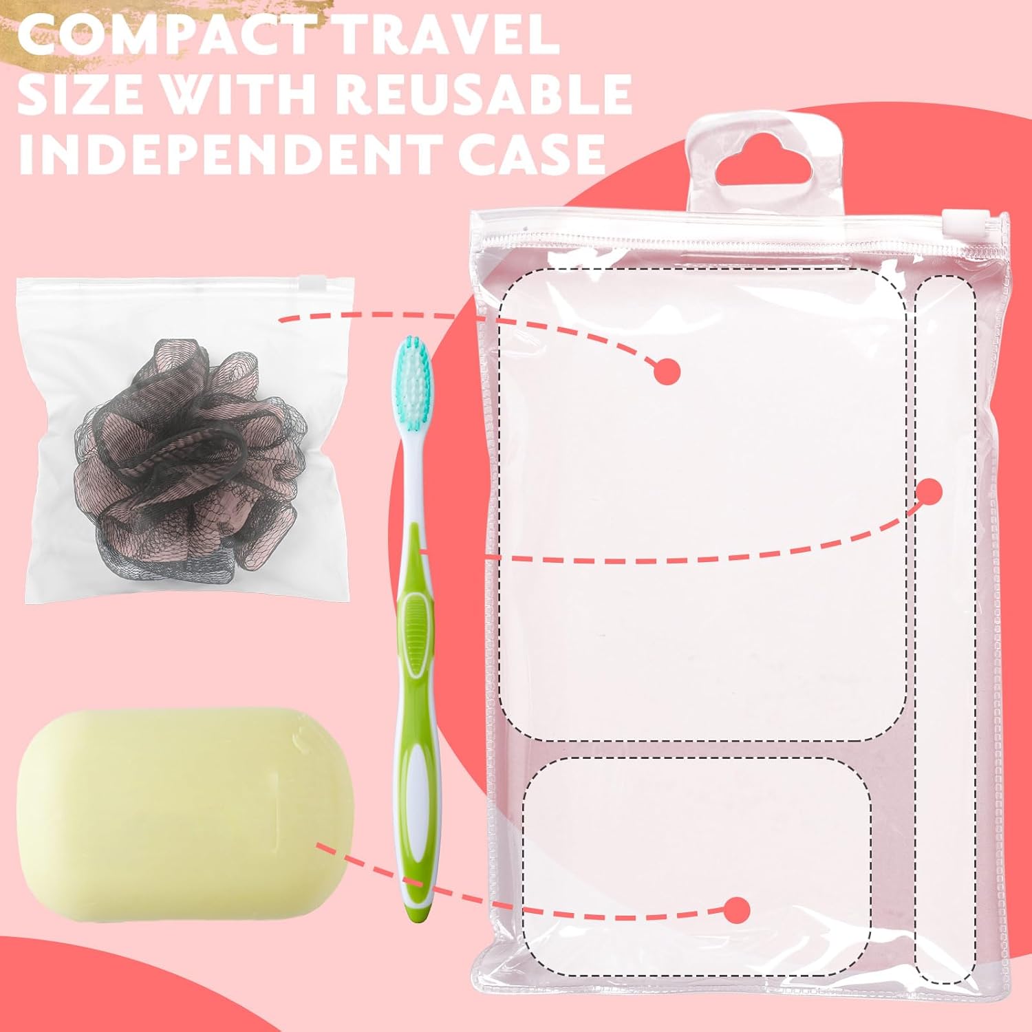 Travel Size Loofah Set - 12 Individually Wrapped Mini Bath Sponges with Case (Black, 25g)