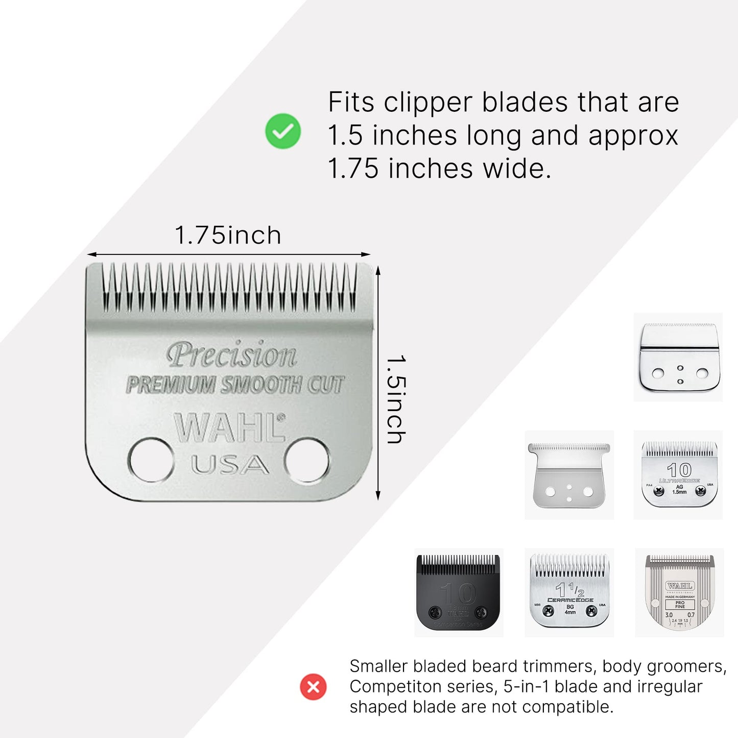 Clipper Guards for Wahl 10 12 14 16 18 20 Hair Clipper Guards 6pcs Extra Long Clipper Guard Attachments 2.5 Inch Clipper Guides Multiple Sizes Universal 2.5", 2.25", 2", 1.75", 1.5", 1.25" (Gray)