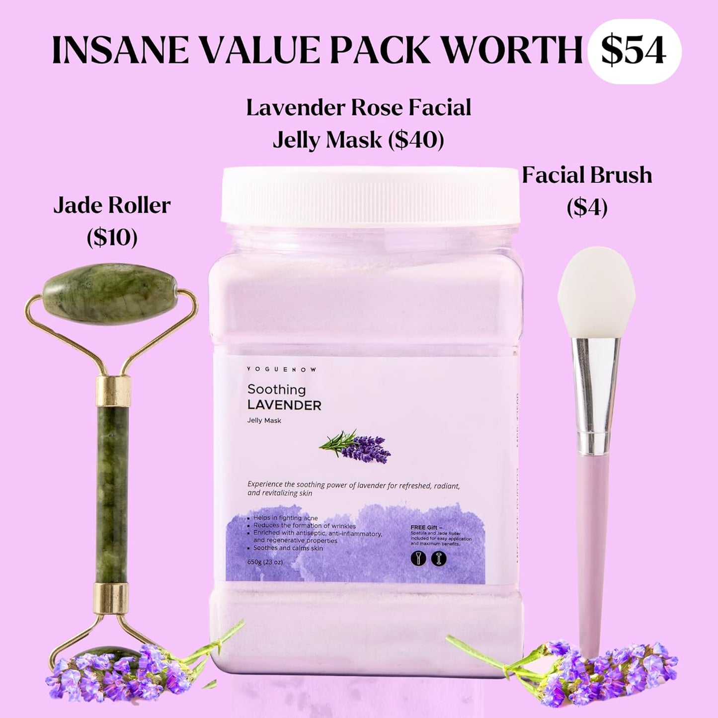 Bulgarian Rose Hydrating Jelly Face Mask - Brightening & Nourishing with Free Jade Roller | 23 Oz Professional Vajacial Mask