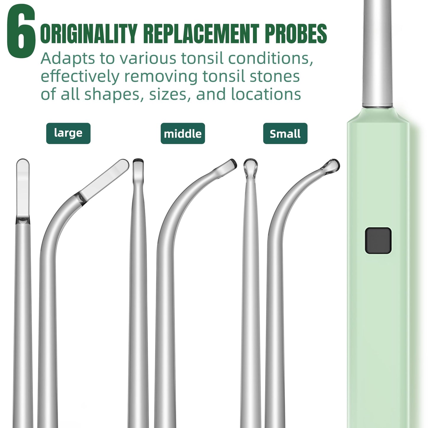EVNRH 2025 Best Tonsil Stone Remover 6pcs Extended LED Light Guiding Scoop Curved Tonsil Stone Removal Kit Remove Tonsil Stone Water Flosser Oral Irrigator Tool Rinse Syringe Cleaner Fresh Breath Soft