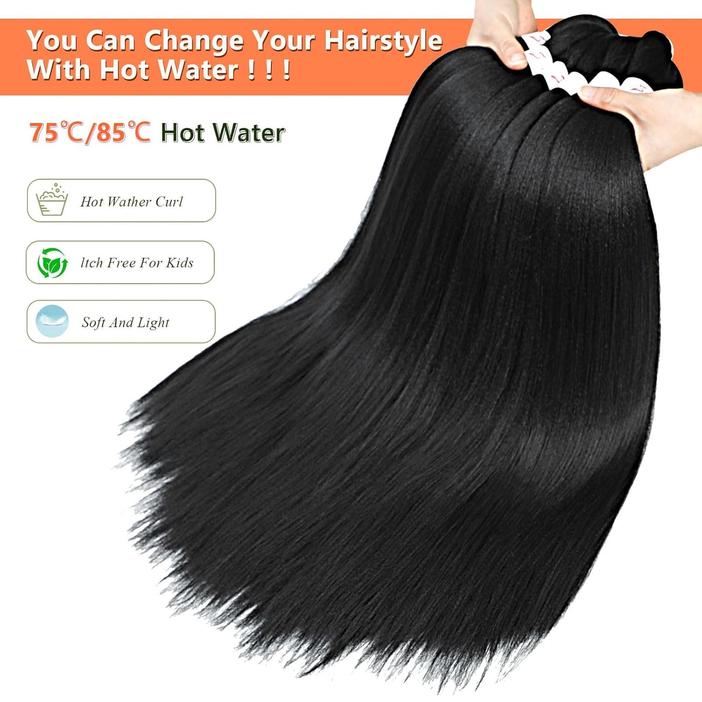 24-Inch Pre-Stretched Braiding Hair - 8 Packs Soft Yaki Texture for Crochet & Twists