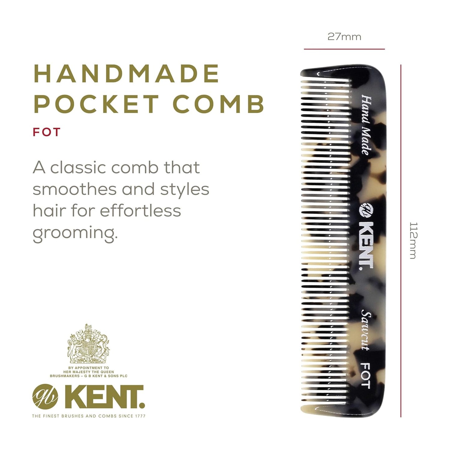 Kent Set Men's Hair Combs - 81T X-Small & 20T Folding Fine Tooth Grooming Kit for Hair, Beard & Mustache - Handmade in England