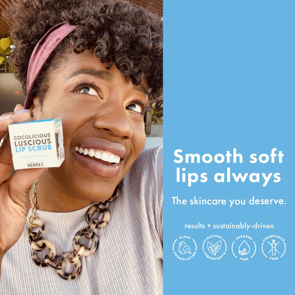 Vegan Coconut Lip Scrub - 100% Natural Exfoliator for Chapped Lips | 3pc Set