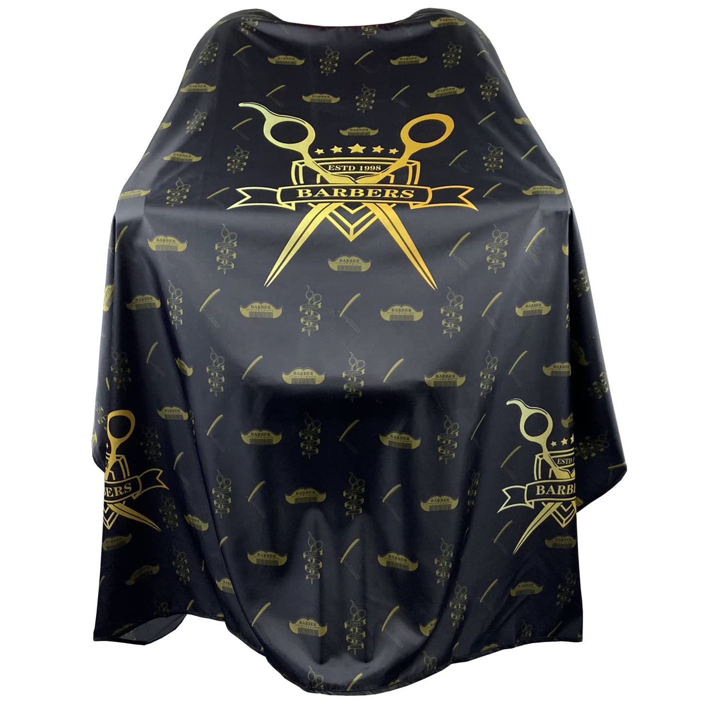 Barber Capes for Men, Hair Cutting Cape with Metal Snap Closure, Professional Salon Cape, Large Waterproof Hairdressing Cape for Hairstylist- 63”× 56” (Black & Gold)