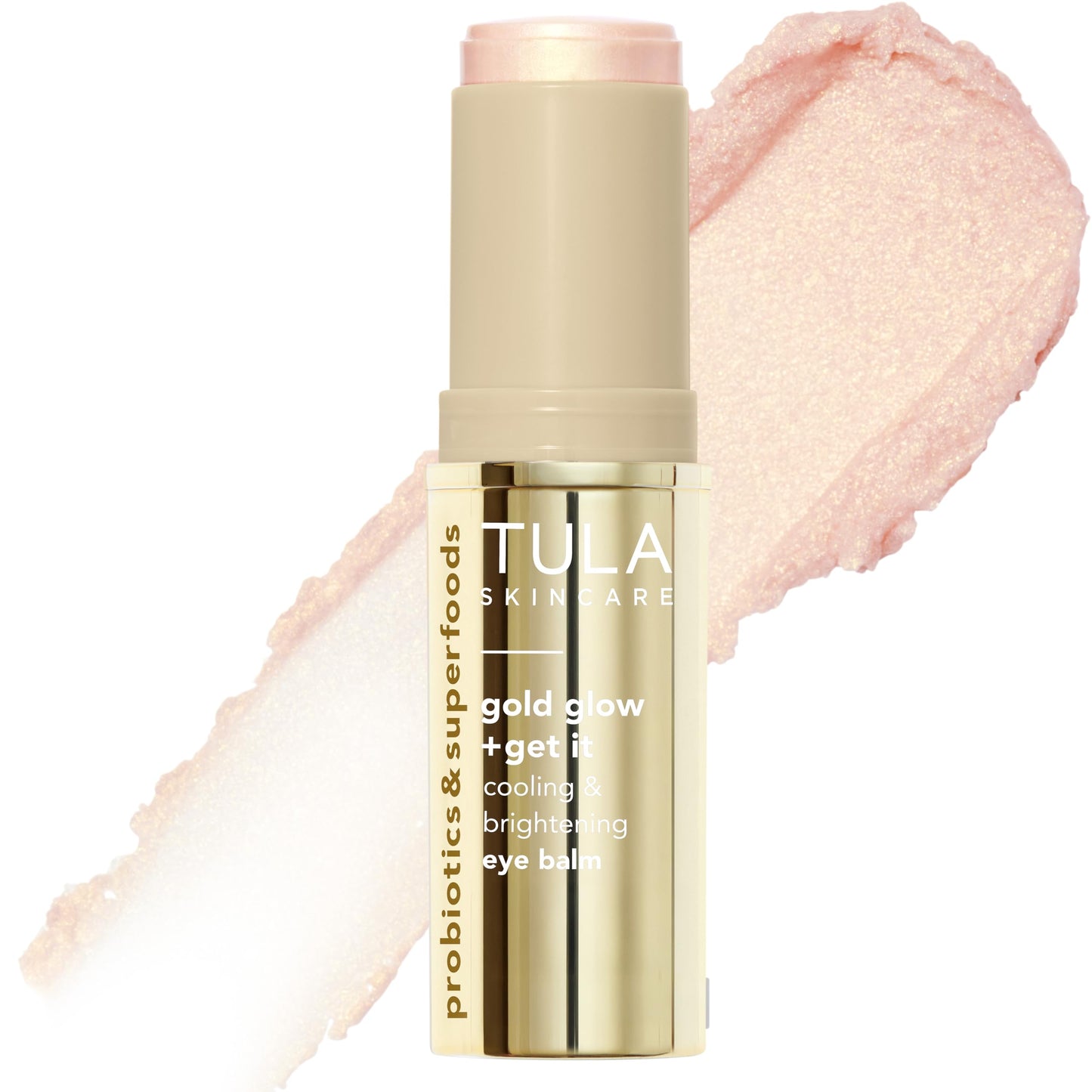TULA Skin Care Eye Balm Gold Glow - Dark Circle Treatment, Instantly Hydrate and Brighten Undereye Area, Portable and Perfect to Use On-the-go, 0.35 oz.