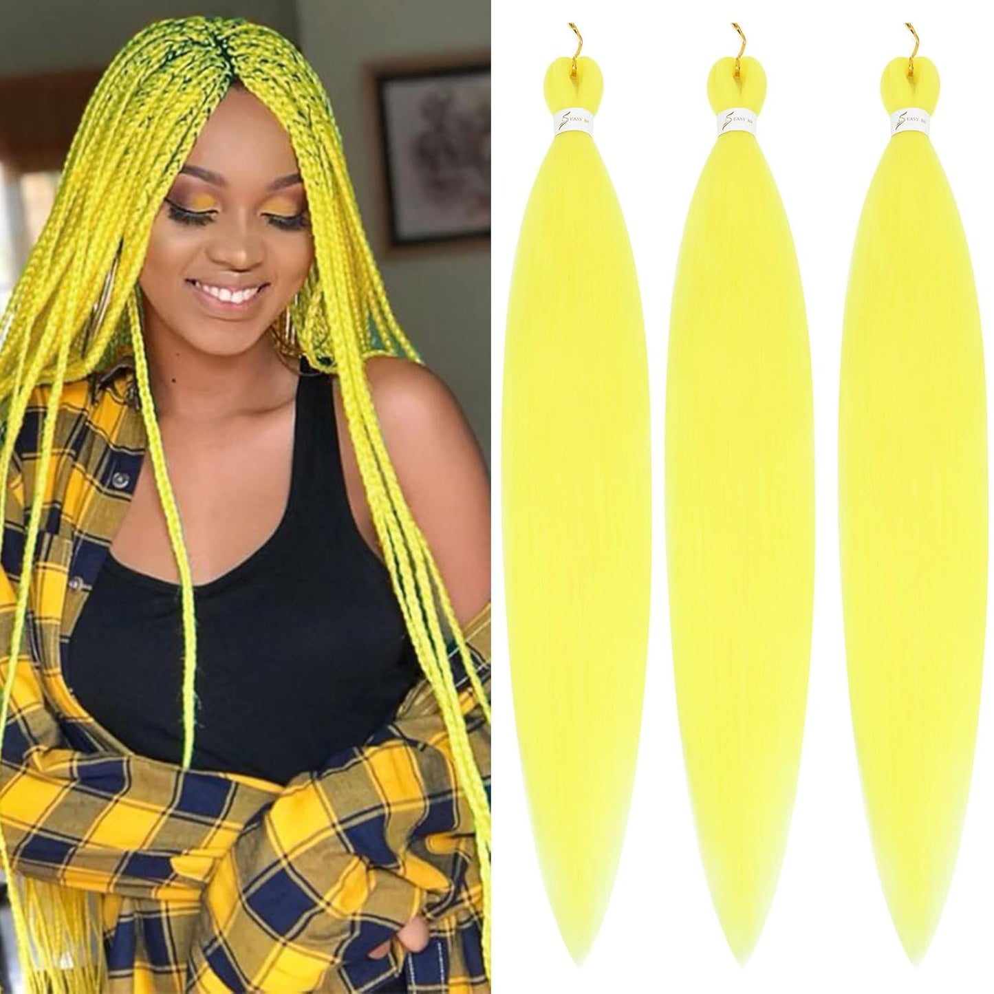 24-Inch Pre-Stretched Braiding Hair - 8 Packs Soft Yaki Texture for Crochet & Twists