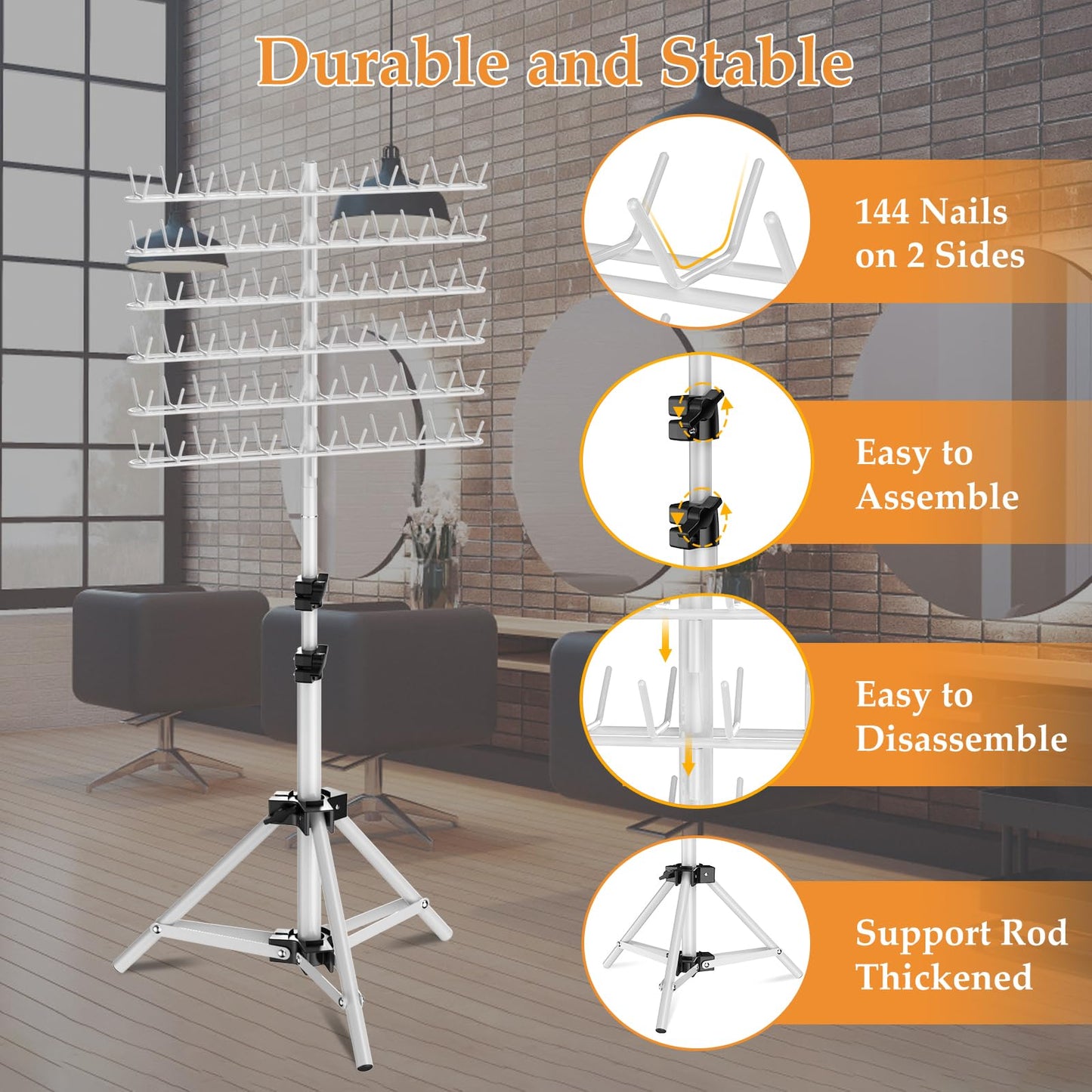 OFUSUY 144 Pegs Braiding Hair Rack, Height Adjustable Braiding Hairstand, 2-sides Hair Rack for Braiding Hair Braiding Rack Stand for hair with Stylist Hair Braiding Tools