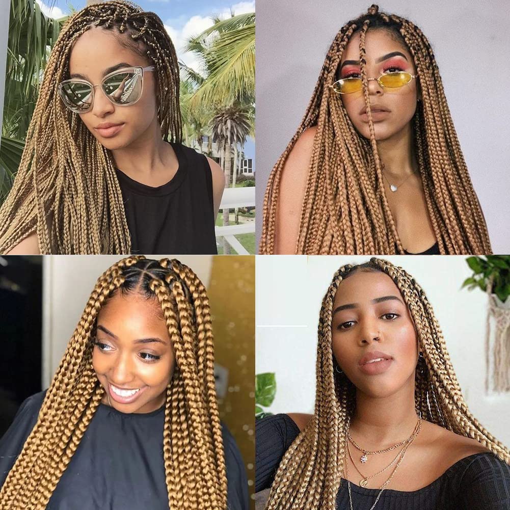 27" Honey Blonde Pre-Stretched Braiding Hair - 26 Inch, 8 Packs, Soft Yaki Extensions