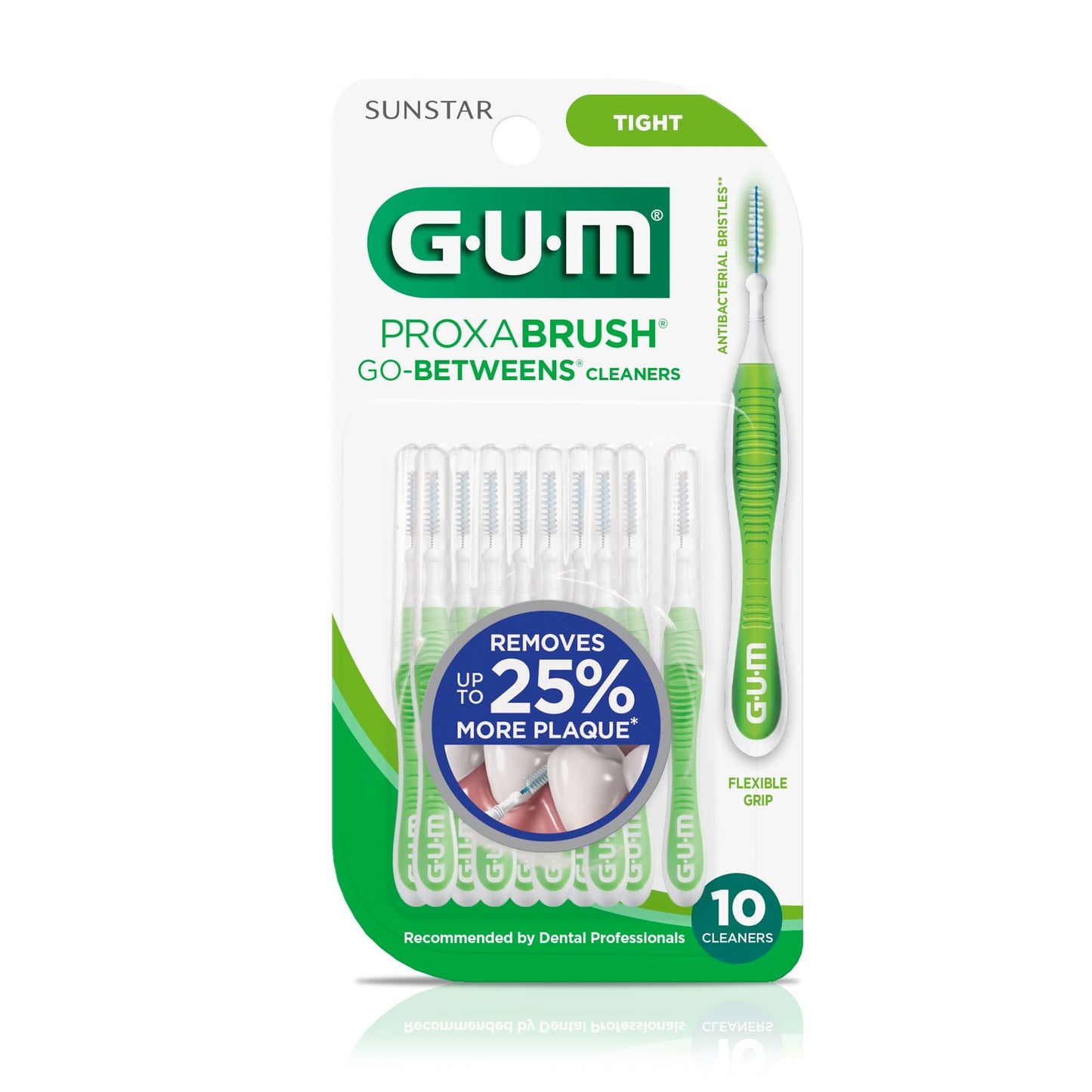 GUM Proxabrush Go-Betweens - Tight - Interdental Brushes - Soft Bristled Dental Picks for Plaque Removal Health - Safe for Braces & Dental Devices, 10ct