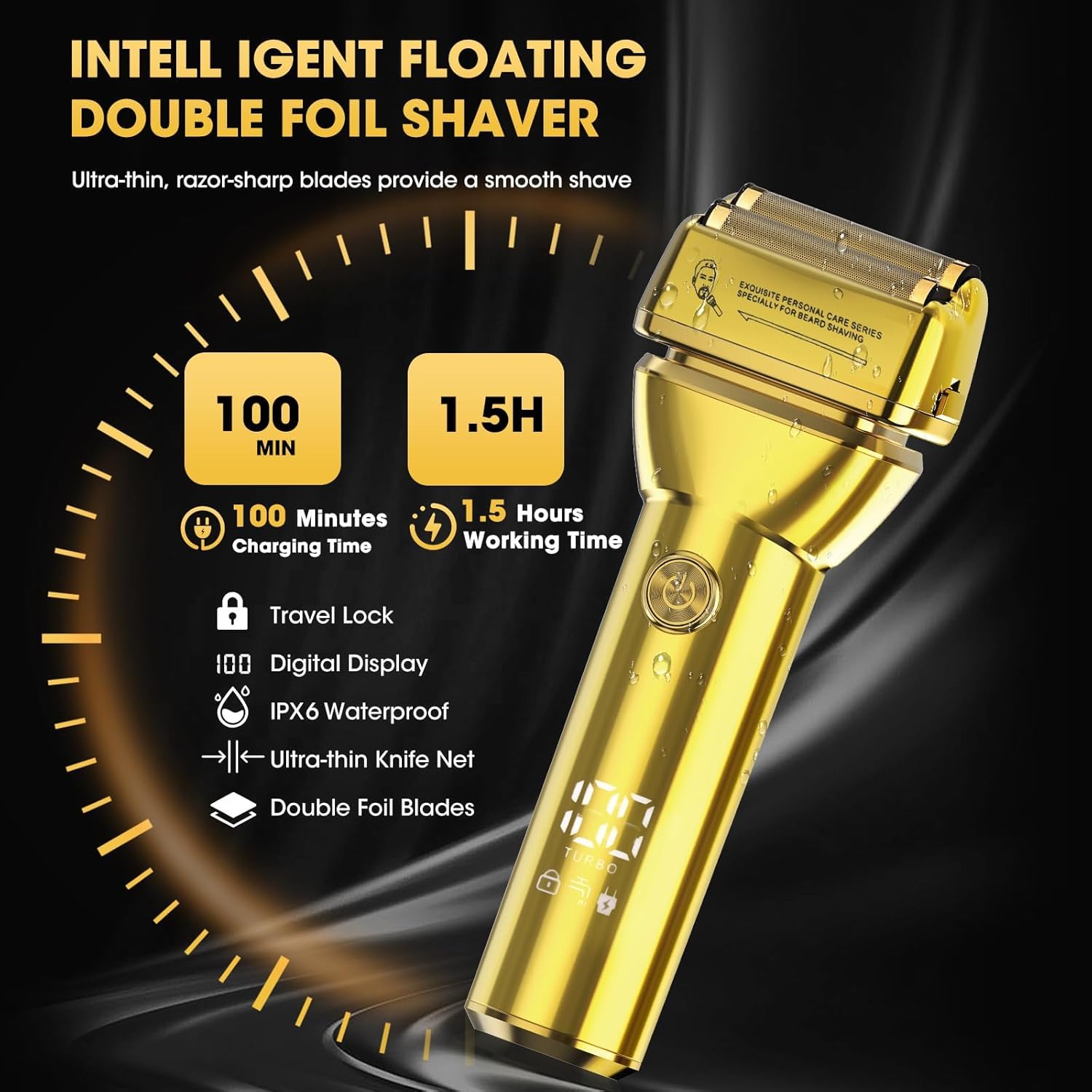 Powerful Foil Bald Shaver for Men - Cordless Electric Razor & Beard Trimmer with LED Display