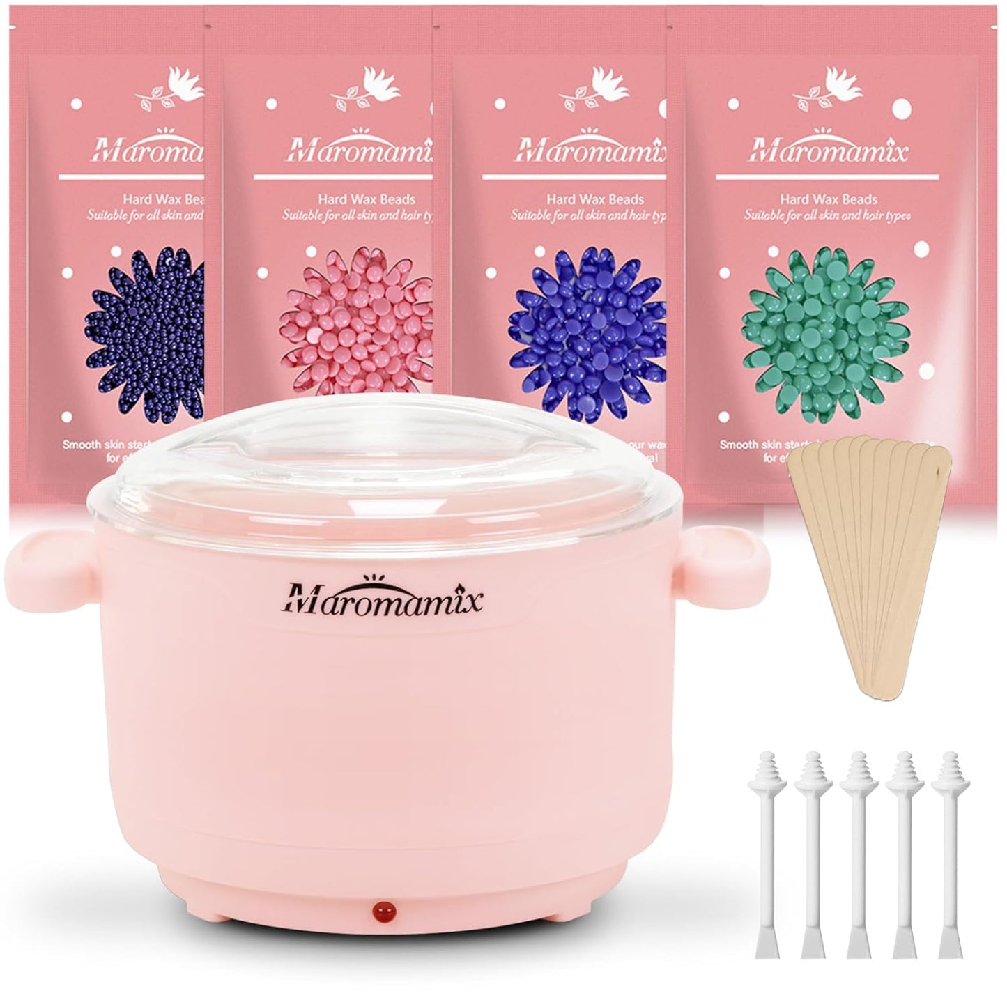 Portable Silicone Wax Warmer Kit with 4 Hard Wax Beads for Home Hair Removal