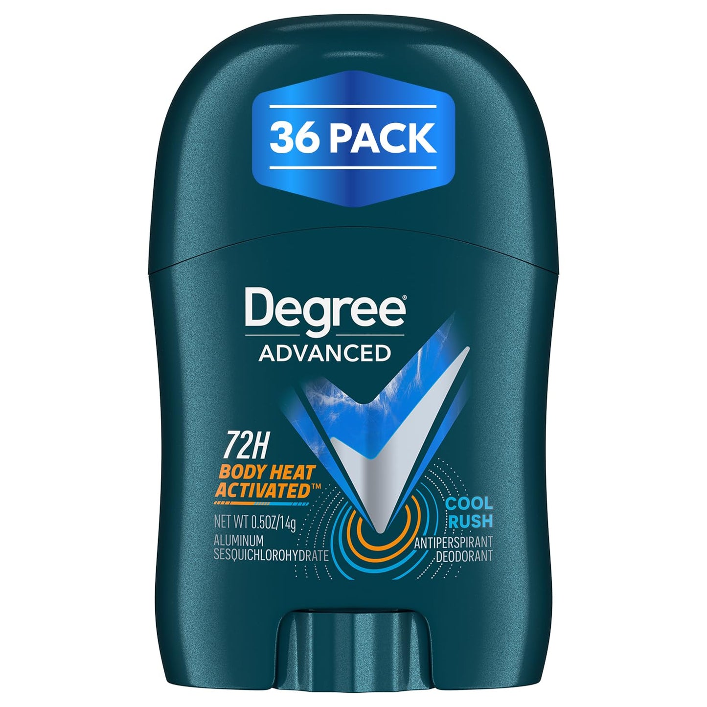 Degree Men Cool Rush Travel Deodorant 18-Pack | 72H Mini Antiperspirant, 0.5 Oz