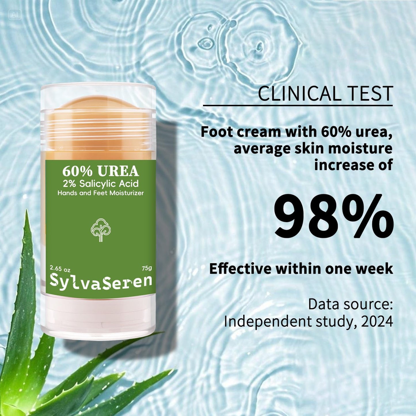 60% Urea Cream 2.65 Ounce Heel Balm Stick Cracked Heel Repair Balm Stick for Dry Cracked Feet Treatment with Aloe Vera, Jojoba Oil, Shea Butter & Tea Tree Oil for Dry Cracked Heels