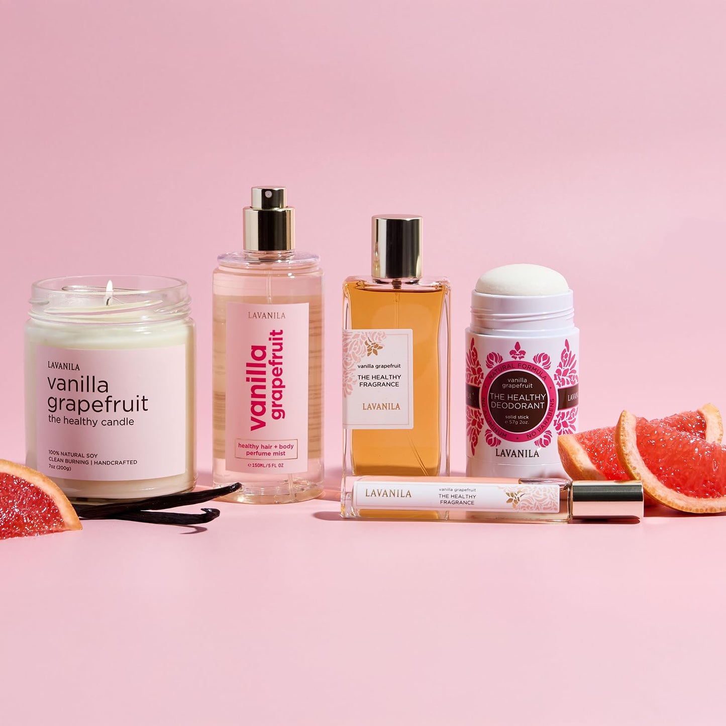 Lavanila Vanilla Grapefruit Healthy Hair + Body Perfume Mist, 5 Fl Oz - Bright & Uplifting Fragrance Spray Formulated with Jojoba Oil, Madagascar Vanilla, Cedarwood, Pink Grapefruit