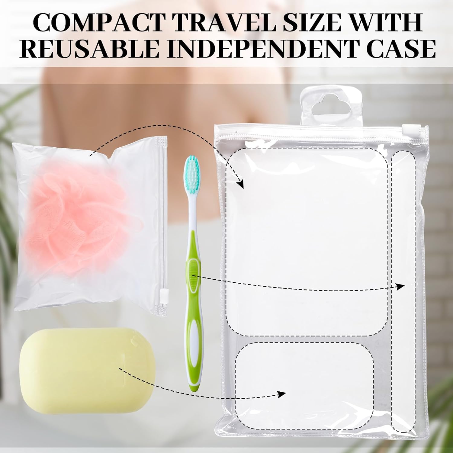 Travel Size Loofah Set - 12 Individually Wrapped Mini Bath Sponges with Case (Black, 25g)