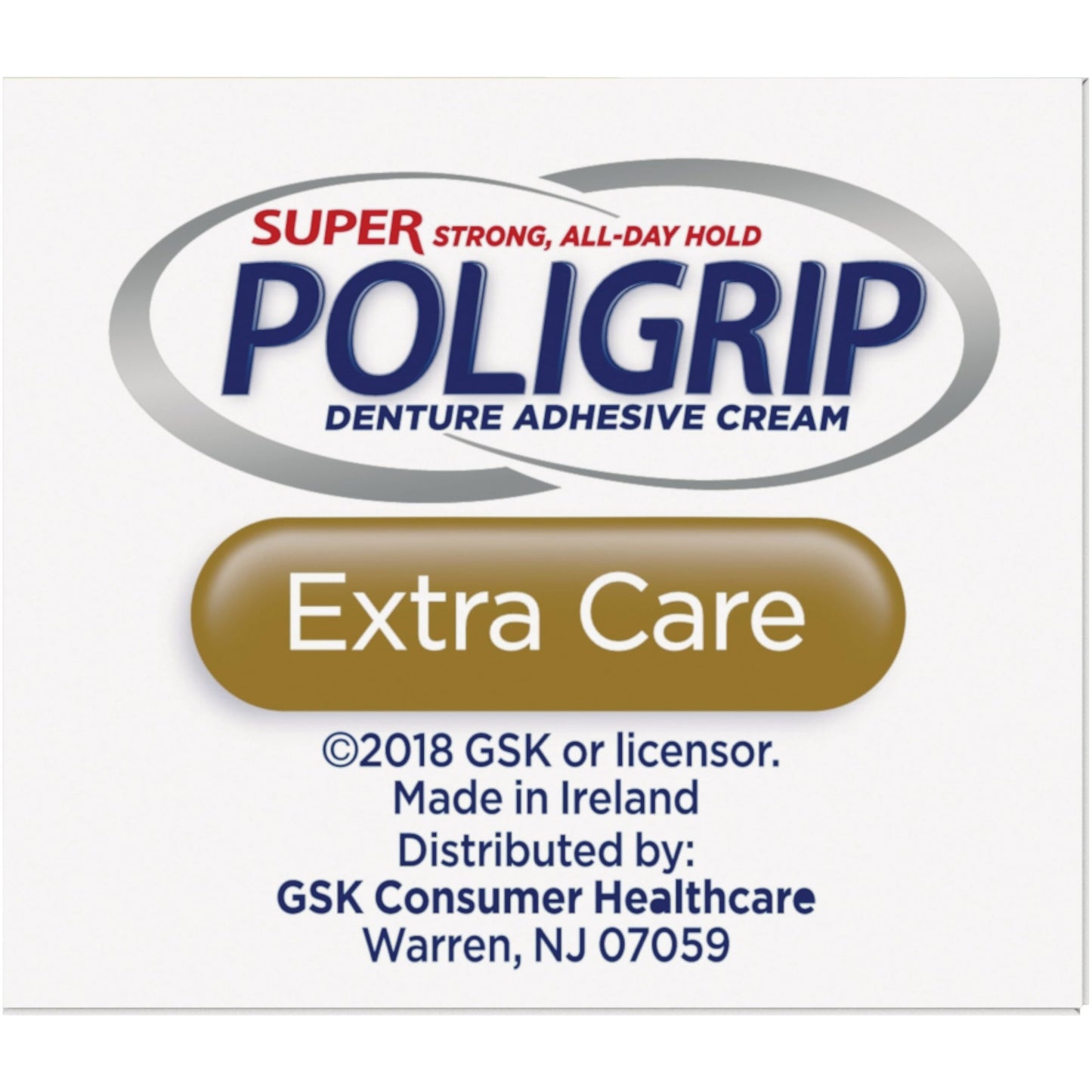 Super Poligrip Extra Care Denture Adhesive Cream, Zinc Free Denture Cream - 2.2 Ounce (Pack of 4)