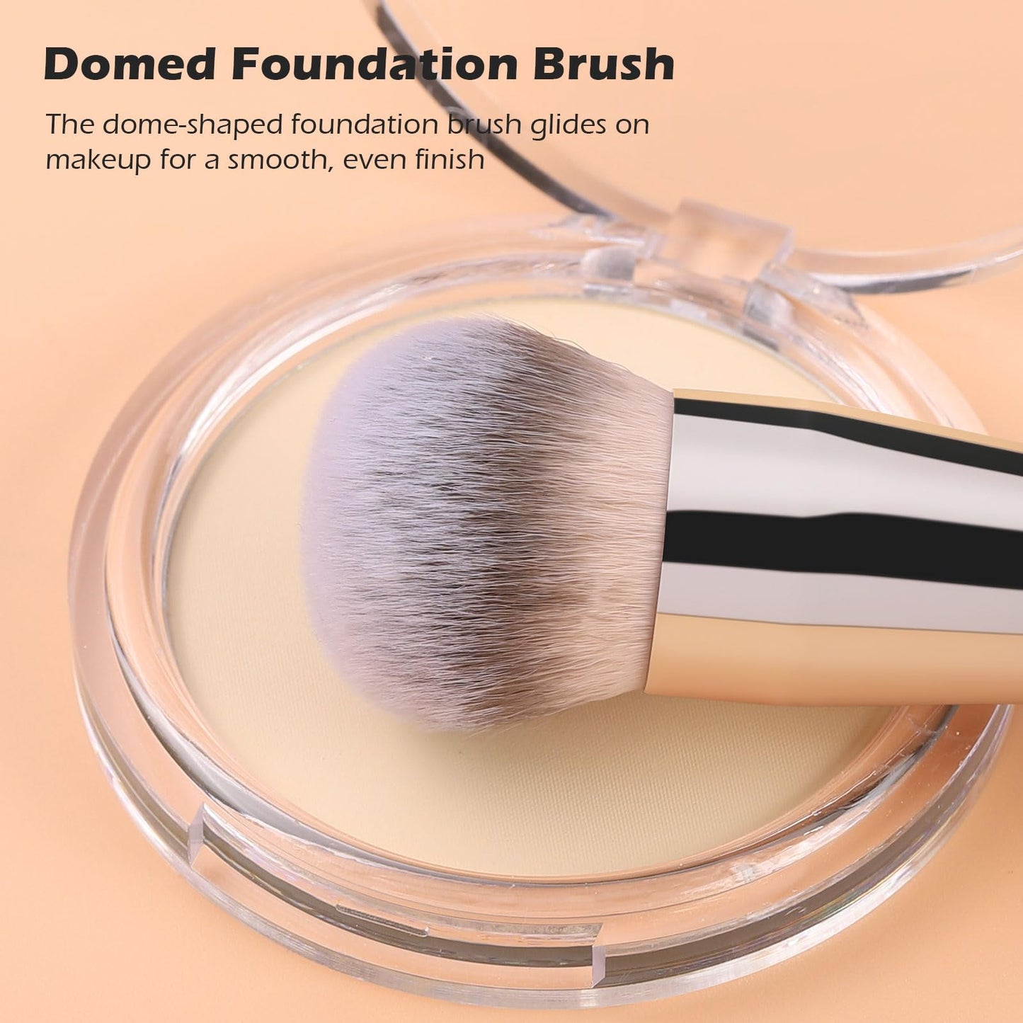 TEOYALL Dual-Ended Foundation Contour Brush, Dense Sculpting Defining and Domed Blending Synthetic Bristles for Liquid Cream Powder