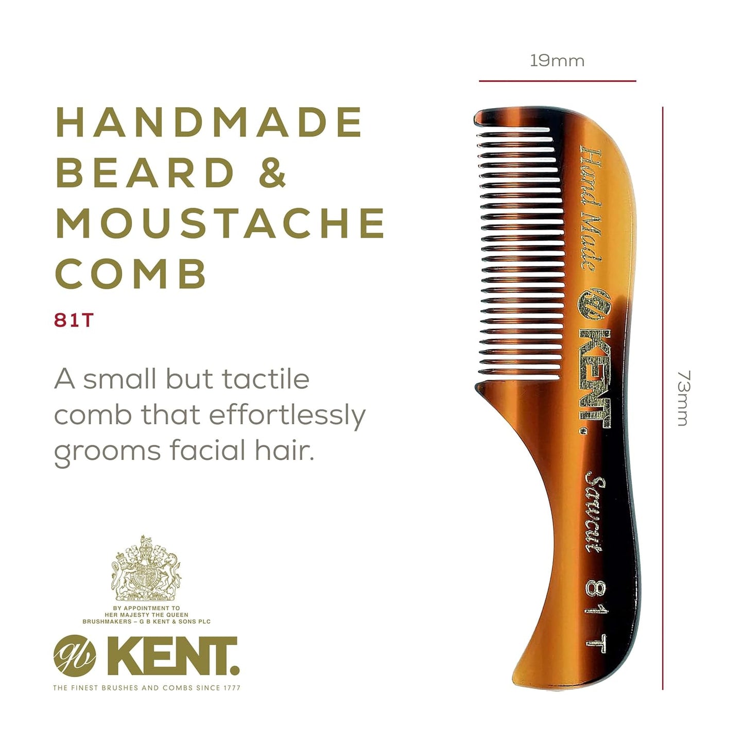 Kent Set Men's Hair Combs - 81T X-Small & 20T Folding Fine Tooth Grooming Kit for Hair, Beard & Mustache - Handmade in England