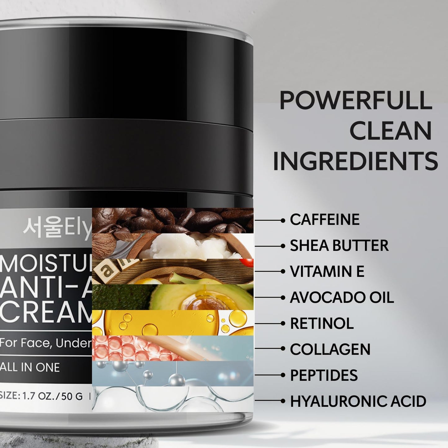 Korean 6-in-1 Men's Face Cream - Anti-Aging Moisturizer for Wrinkles, Dark Circles & Puffiness with Retinol & Hyaluronic Acid, 1.7 oz