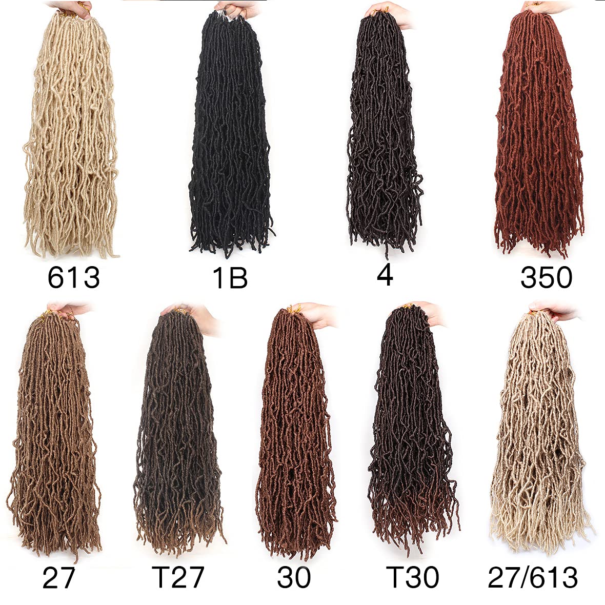 Faux Locs Crochet Hair - 18 Inch Pre-Looped 7 Packs Soft Natural Black Goddess Locs for Women