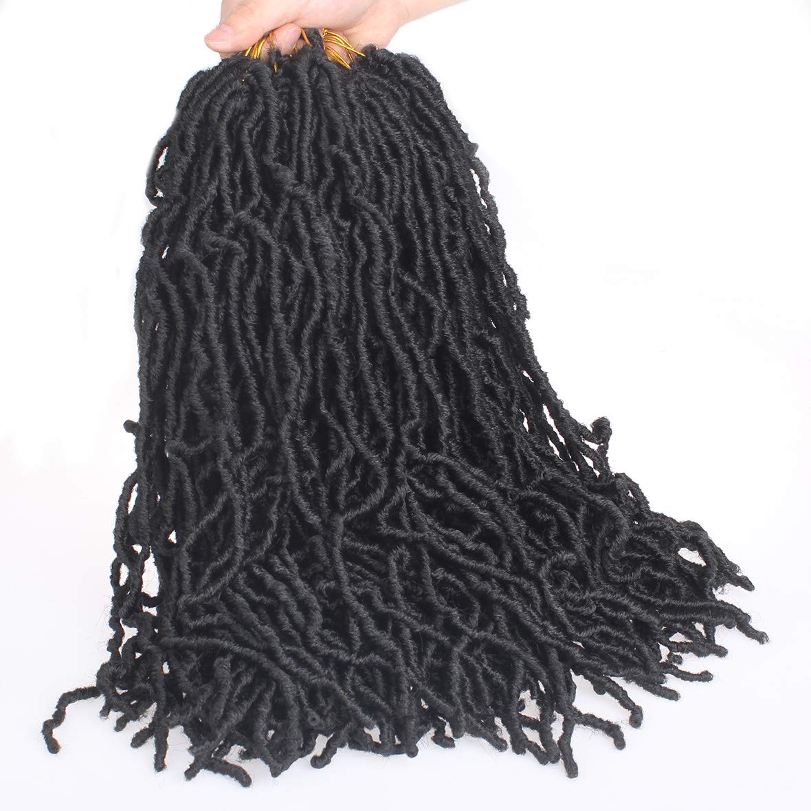 Faux Locs Crochet Hair - 18 Inch Pre-Looped 7 Packs Soft Natural Black Goddess Locs for Women