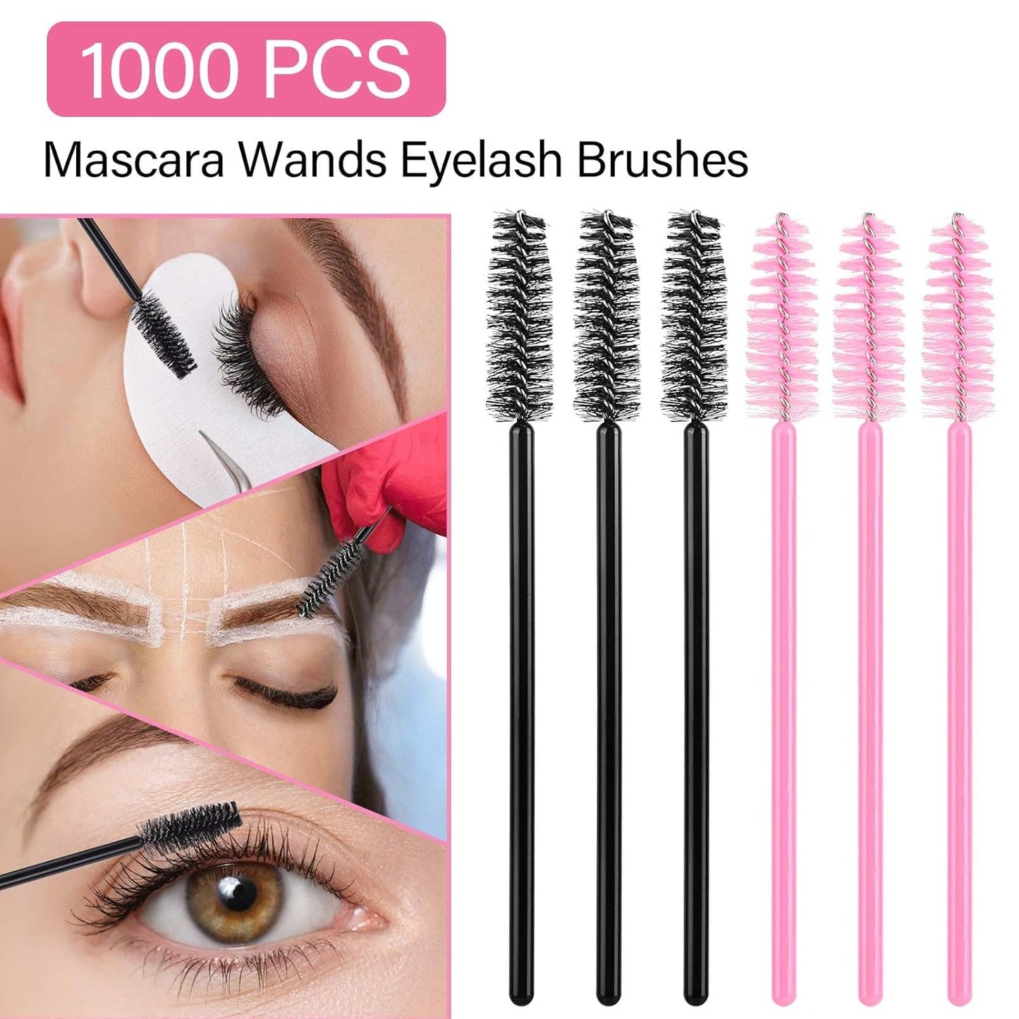Disposable Mascara Wands - 1000 Colorful Eyelash Brushes & Spoolies for Extensions
