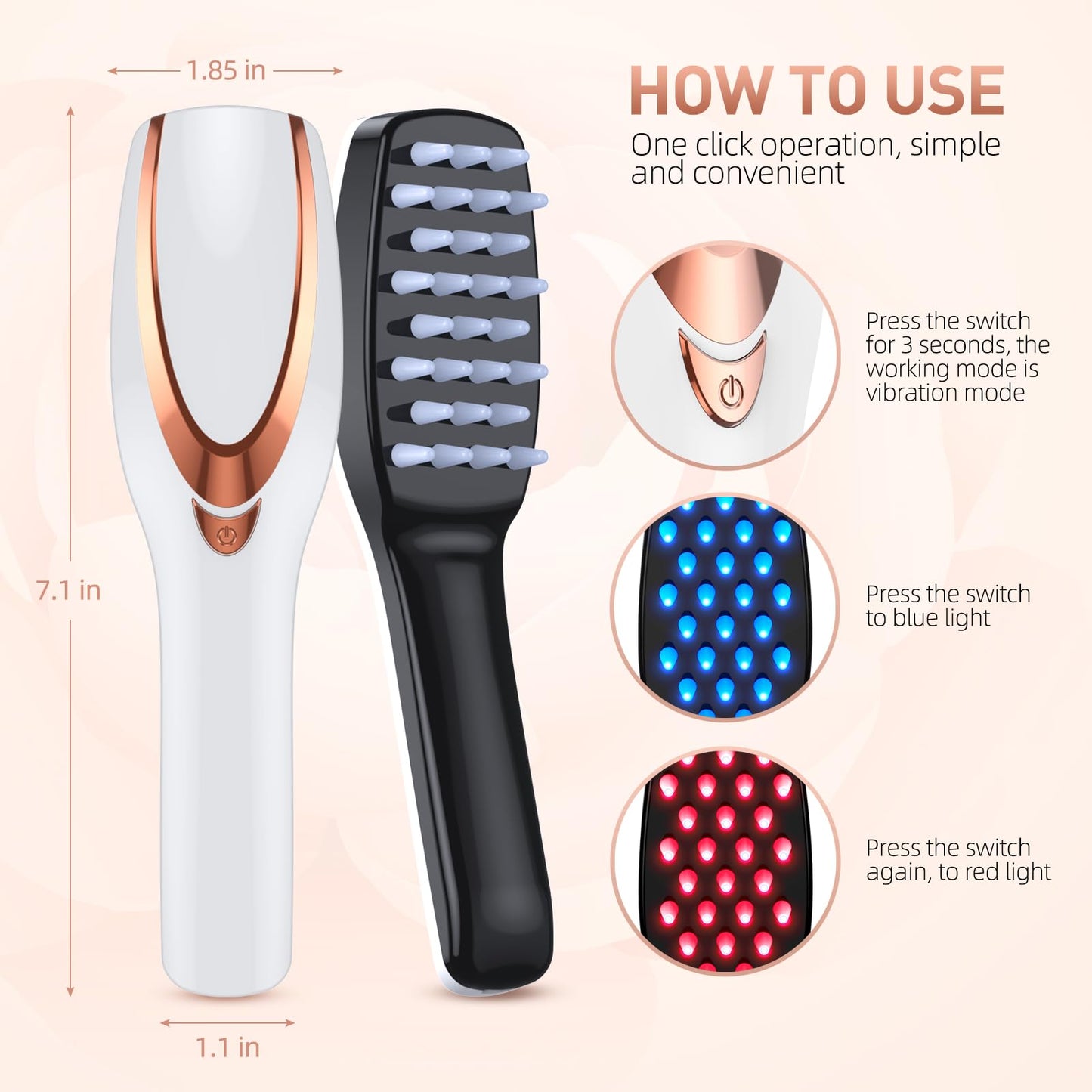 HMLINYAO Laser Hair Growth Comb, Professional Laser Comb System(No LEDs), Electric Scalp Massager for Hair Growth, Thinning Hair Treatment, Intensive Hair Brush for Anyone 1