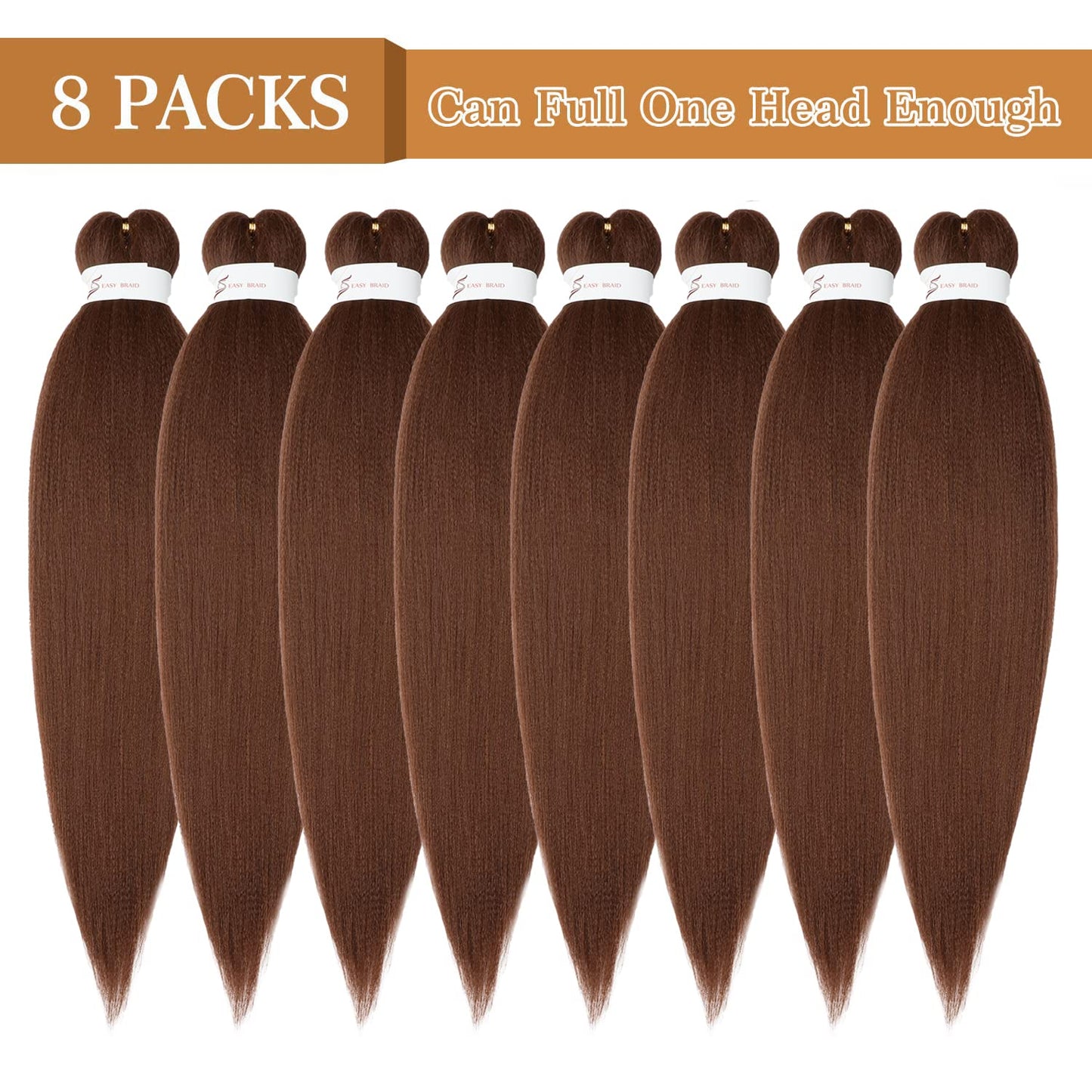 8 Packs 20-Inch Ombre Pre-Stretched Braiding Hair - Soft Yaki Texture Extensions