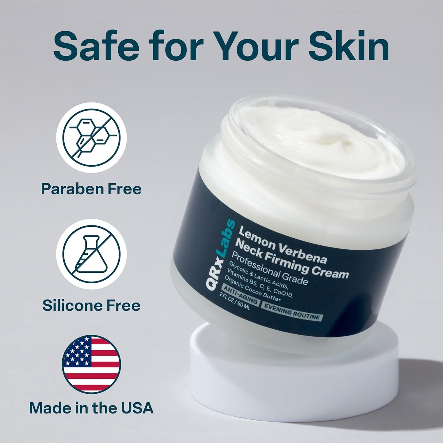 Lemon Verbena Neck Firming Cream – Tightening Moisturizer for Loose & Wrinkled Skin – 2 fl oz