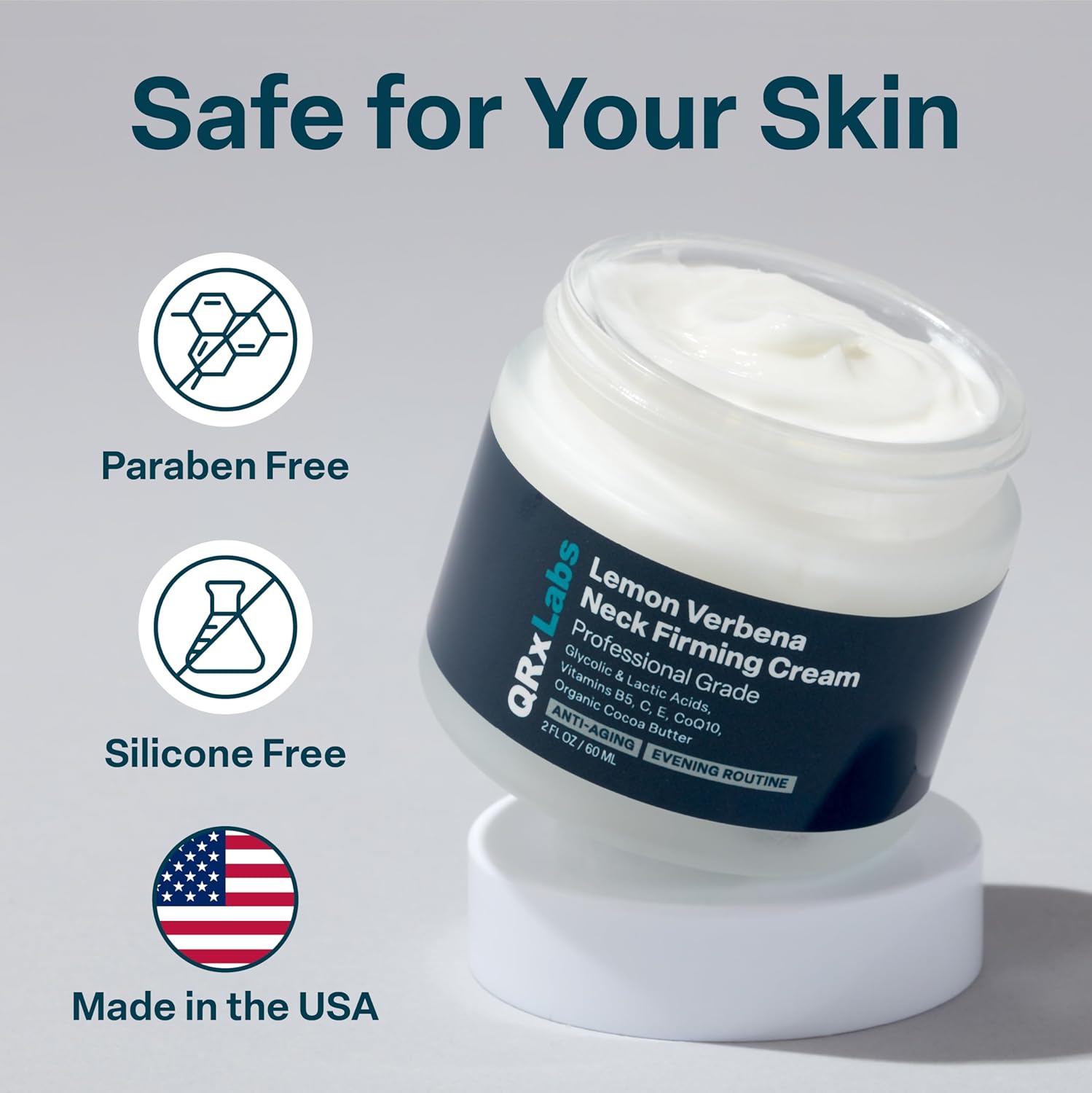 Lemon Verbena Neck Firming Cream – Tightening Moisturizer for Loose & Wrinkled Skin – 2 fl oz