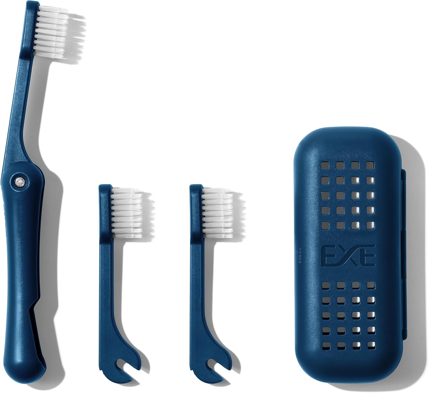 Minibox Folding Travel Toothbrush - Compact Dual-Length Bristles & Case, 2 Extra Heads - Ideal for Business Trips & Camping