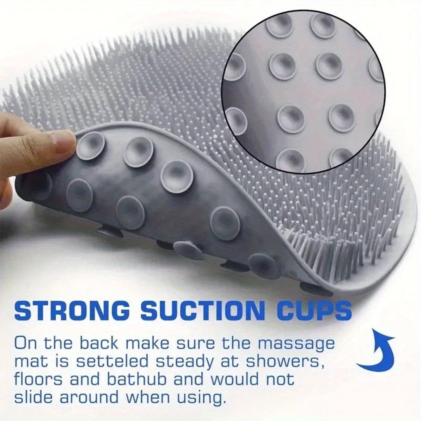 Solespa Hands-Free Silicone Foot Scrubber Mat, Shower Foot Scrubber Mat with Non-Slip Suction Cups, Wall Mounted Back Washer Exfoliating Bath Wash for Men & Women (Gray)