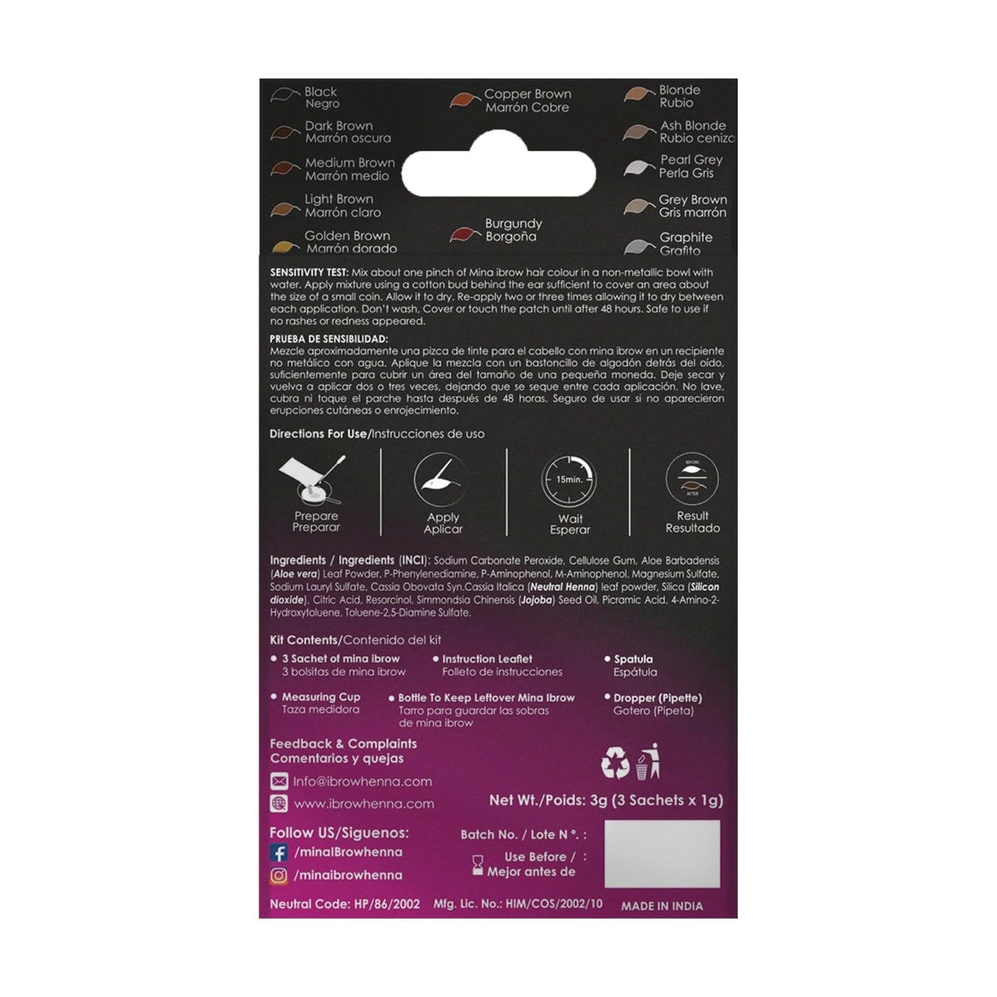 MinaiBrow Dark Brown Tint Kit | Natural Spot Coloring Brow Powder, Water & Smudge Proof Instant Brow Dye, 100% Gray Coverage, 30 Applications, Ammonia &, Vegan, Cruelty Free, Plant-Based