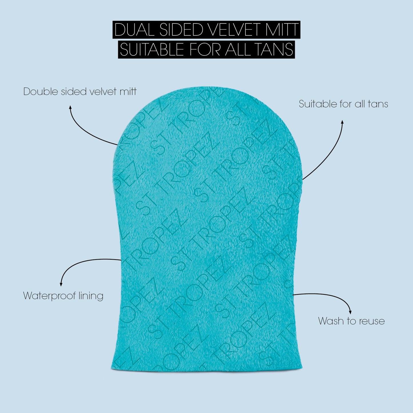 St.Tropez Double-Sided Luxe Velvet Applicator Mitt, Soft Self Tanning Mitt for a Flawless Finish, Waterproof Tanning Mitt for a Smooth and Even Self Tan, Ultimate Mitt for Self Tanner, 1 ct