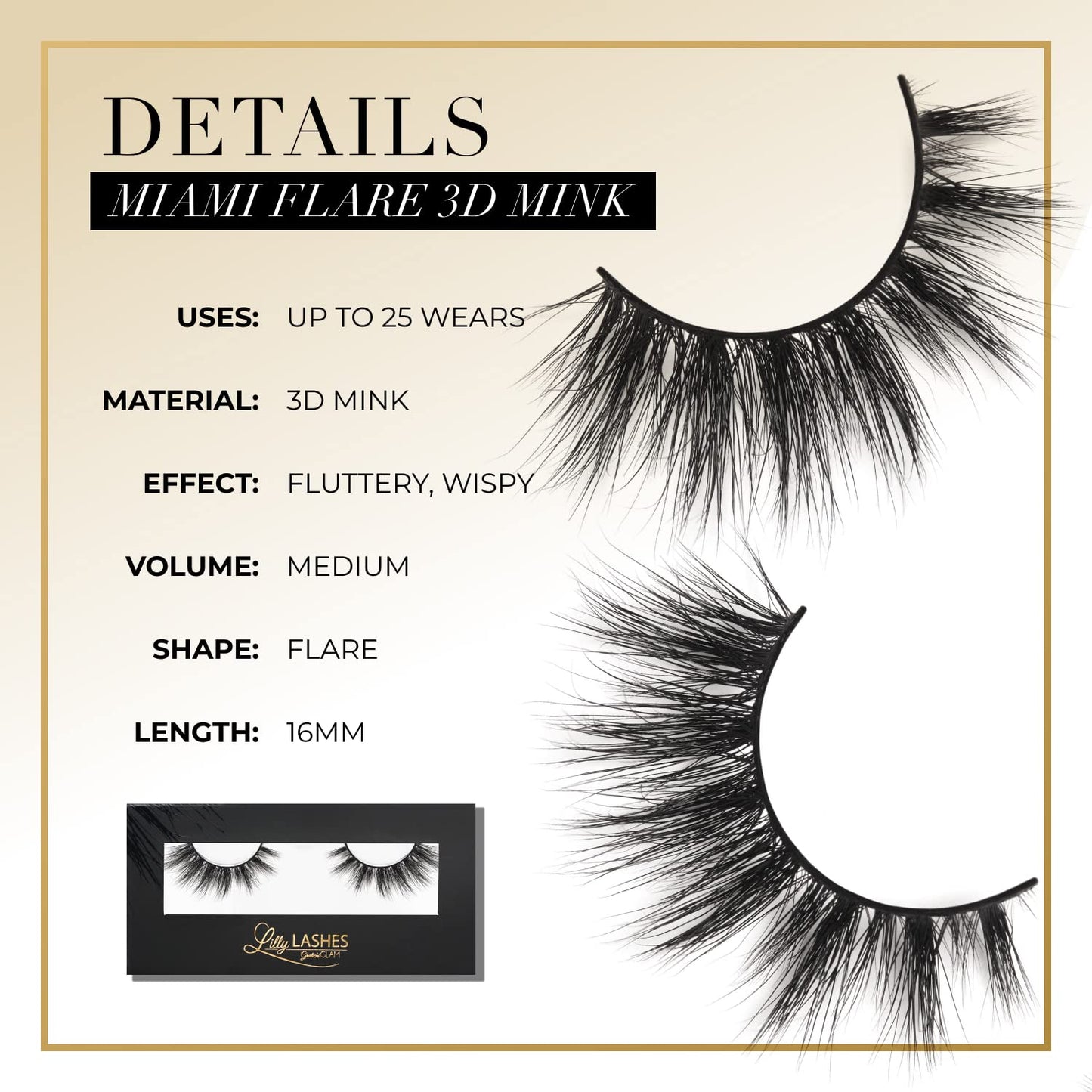 Miami Flare 3D Mink Lashes by Lilly Lashes | Reusable Wispy & Fluffy Strip Eyelashes