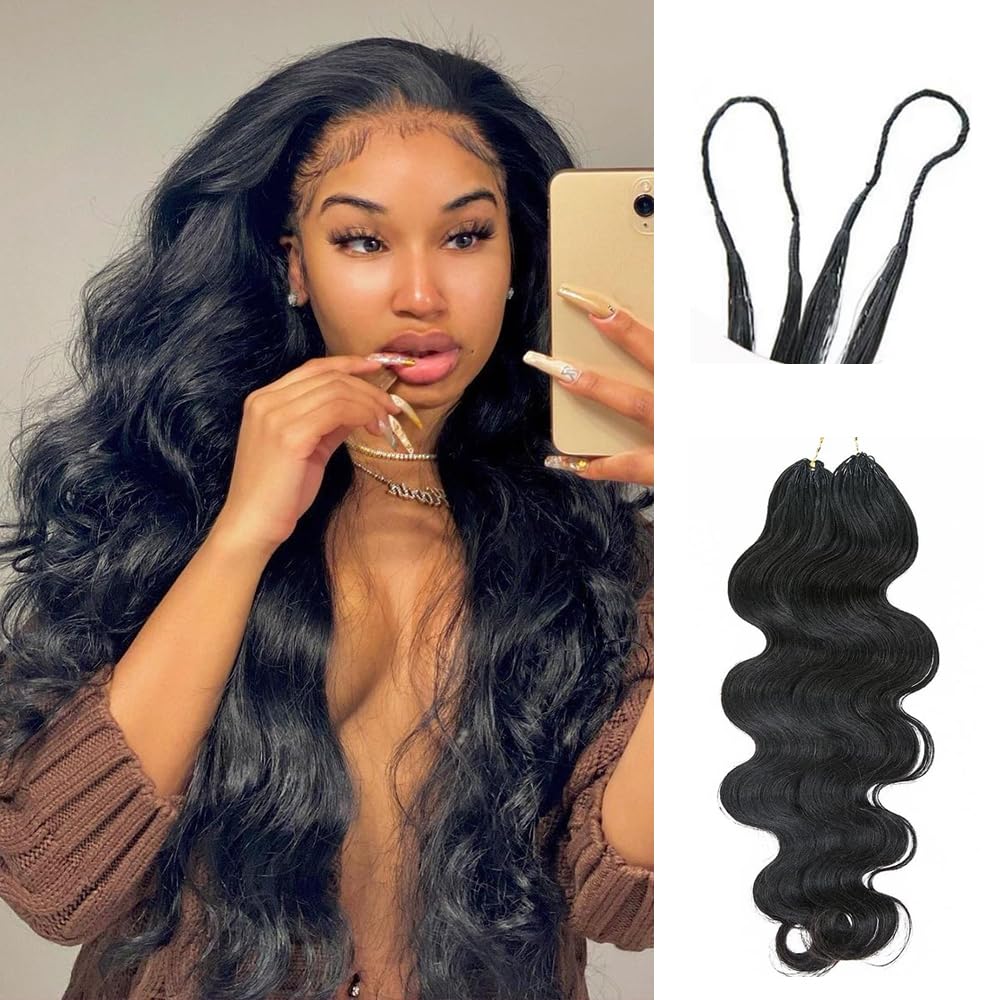 Body Wave Pre-Separated Crochet Hair Extensions Human Hair Knotless Pre-Separated Feather Crochet Braid Hair Extensions Natural Color 16 Inch 120g