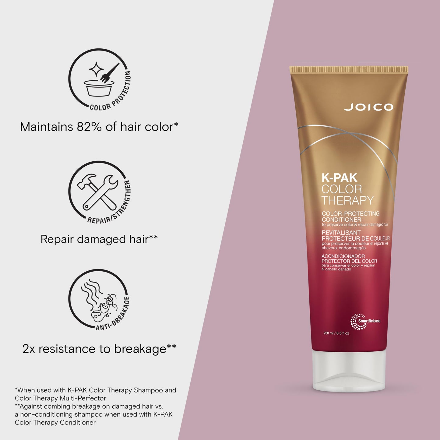 Joico K-PAK Color Therapy Color-Protecting Conditioner | For Color-Treated Hair | Boost Shine & Elasticity | Repair Breakage | Rebuild Damaged Hair | With Keratin & Argan Oil | 8.5 Fl Oz