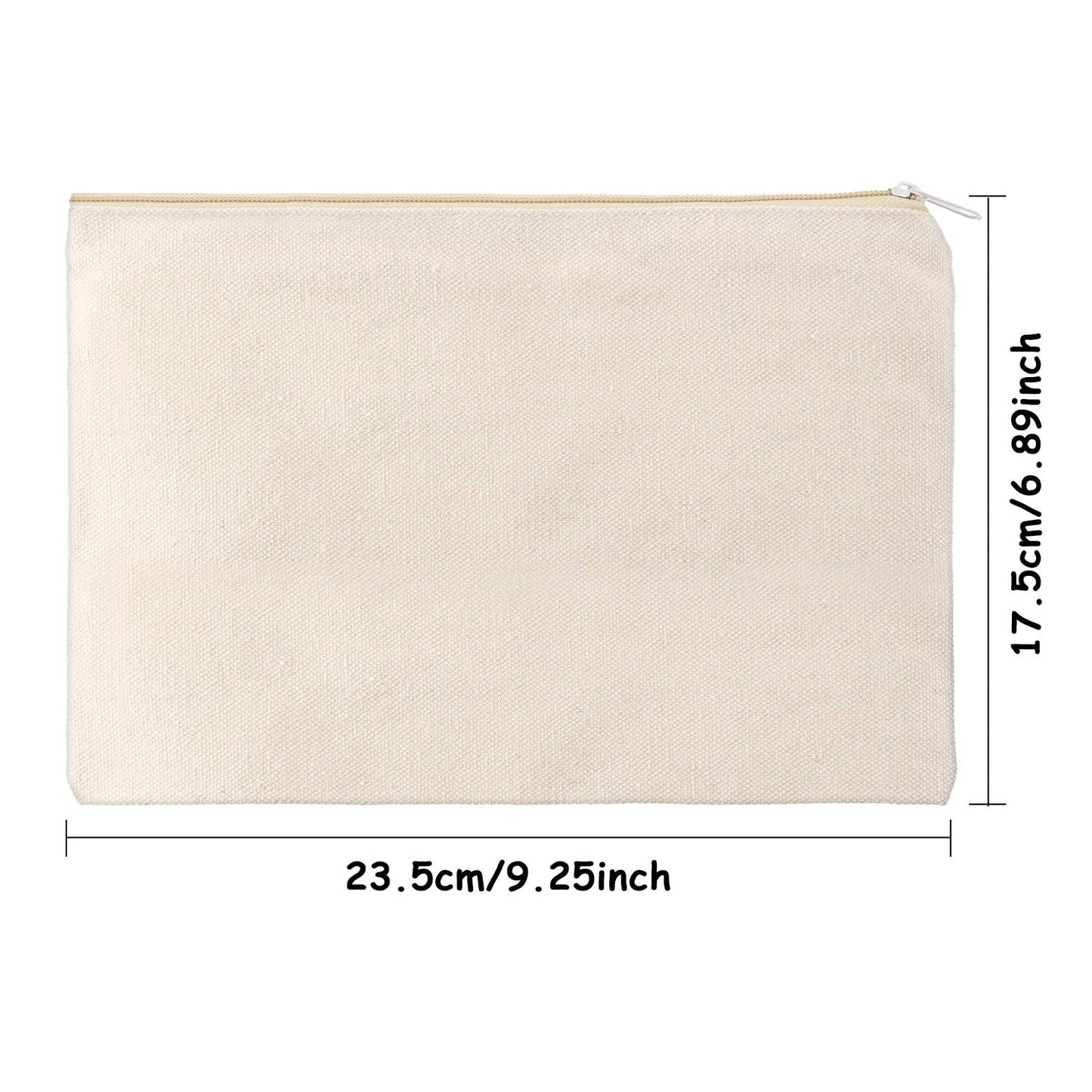 meekoo 16 Pack Canvas Blank Cosmetics Bags Plain Zipper Makeup Pouch Sublimation DIY Craft Multipurpose Toiletry Bag for Makeup Travel Cosmetic Stationary Storage(L,Beige)